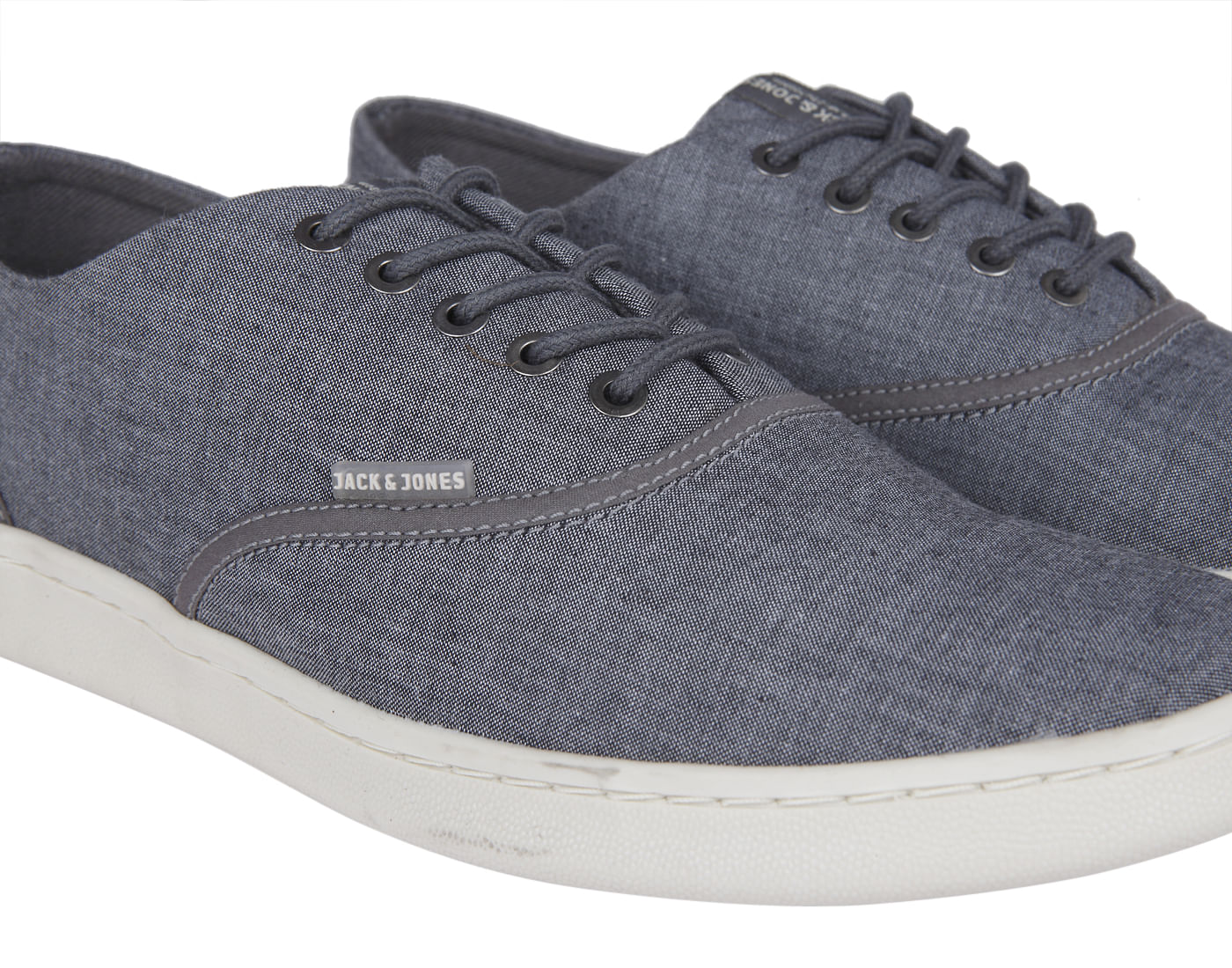 Grey Chambray Canvas Trainers