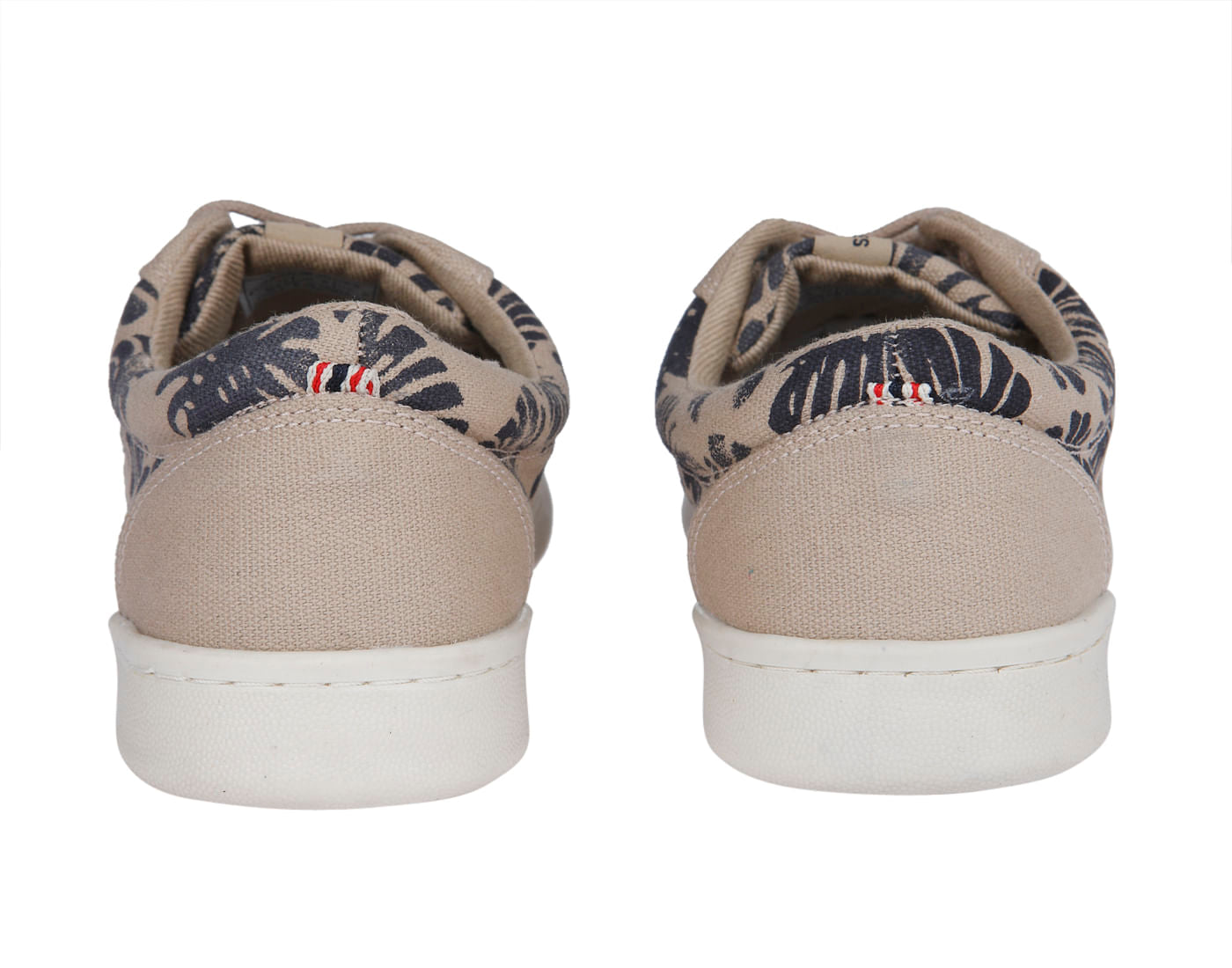 Beige Tropical Print Canvas Trainers