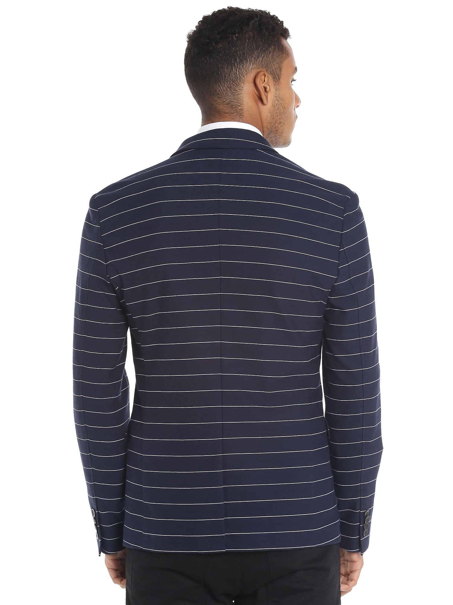 Navy Blue Striped Blazer
