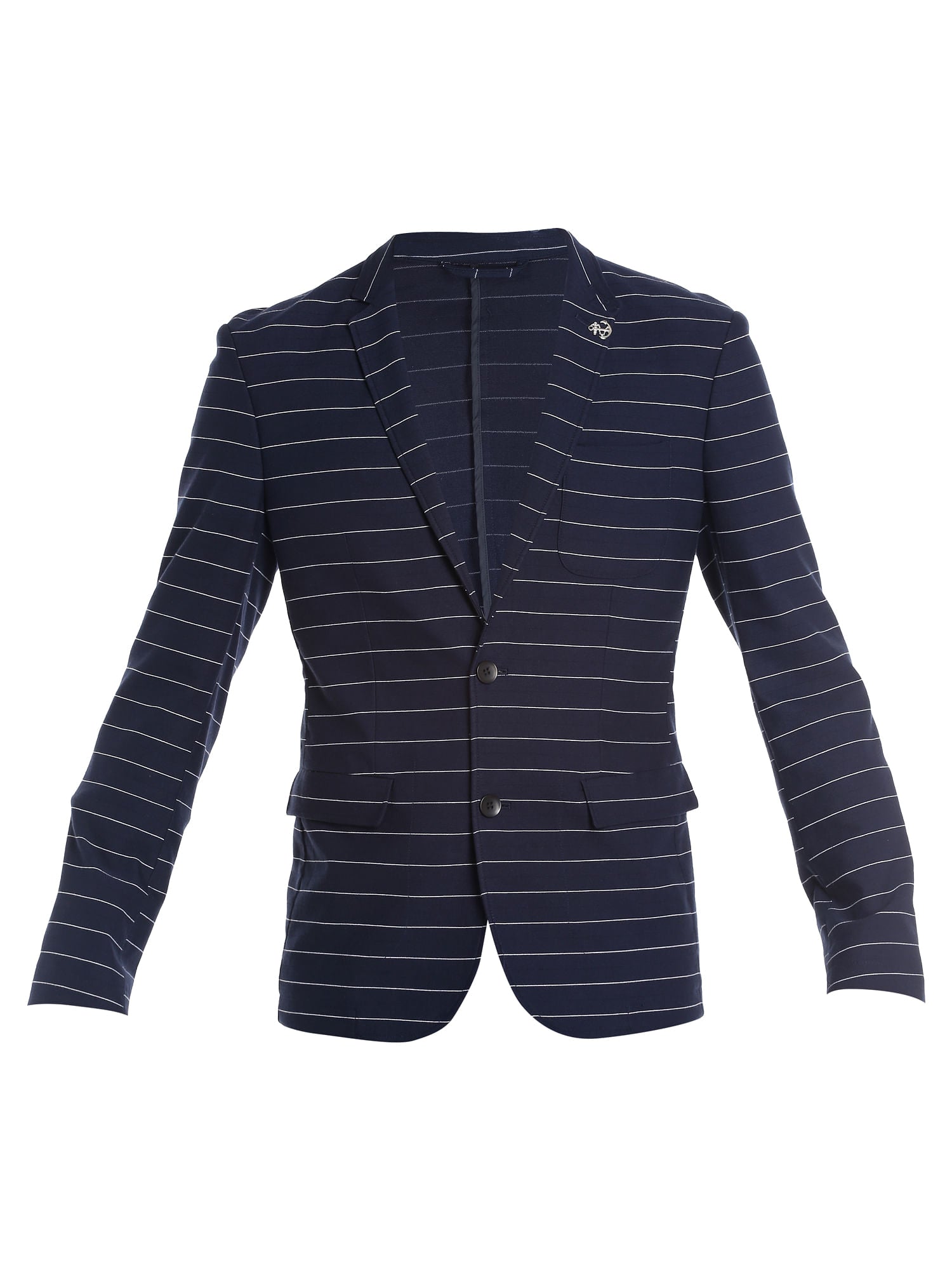 Navy Blue Striped Blazer