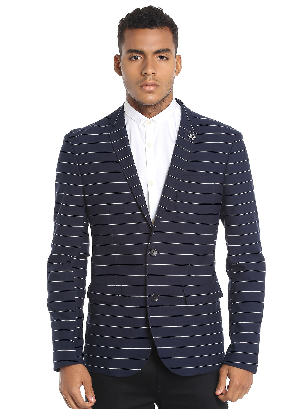 Navy Blue Striped Blazer - 46