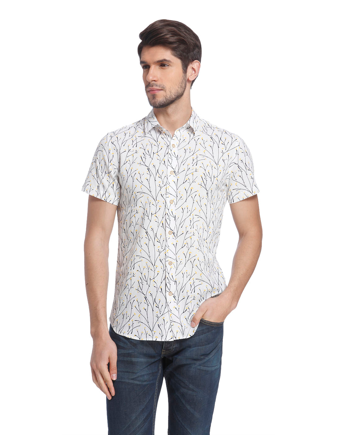 White Printed Shirt - S