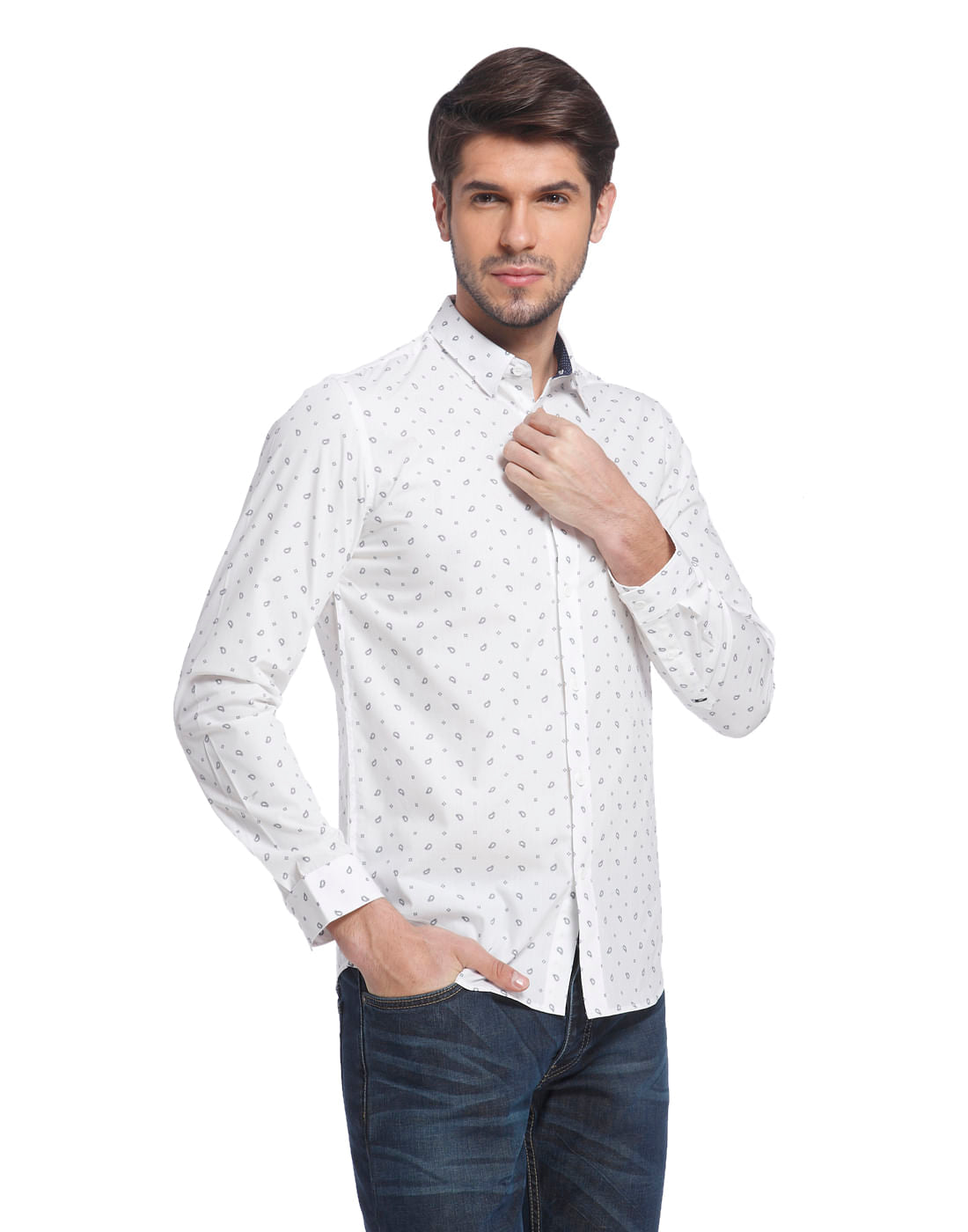 White Paisley Print Shirt