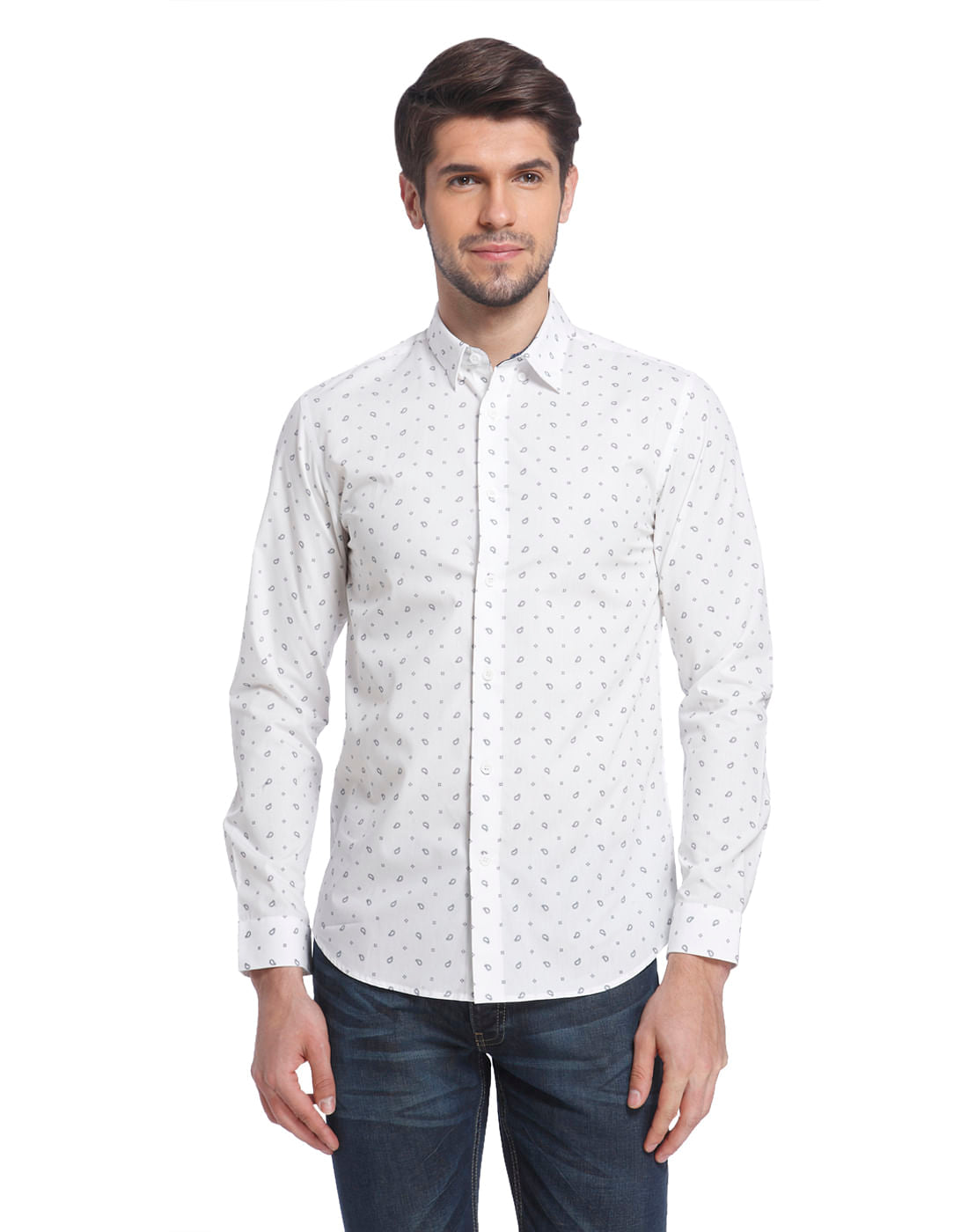 White Paisley Print Shirt - S