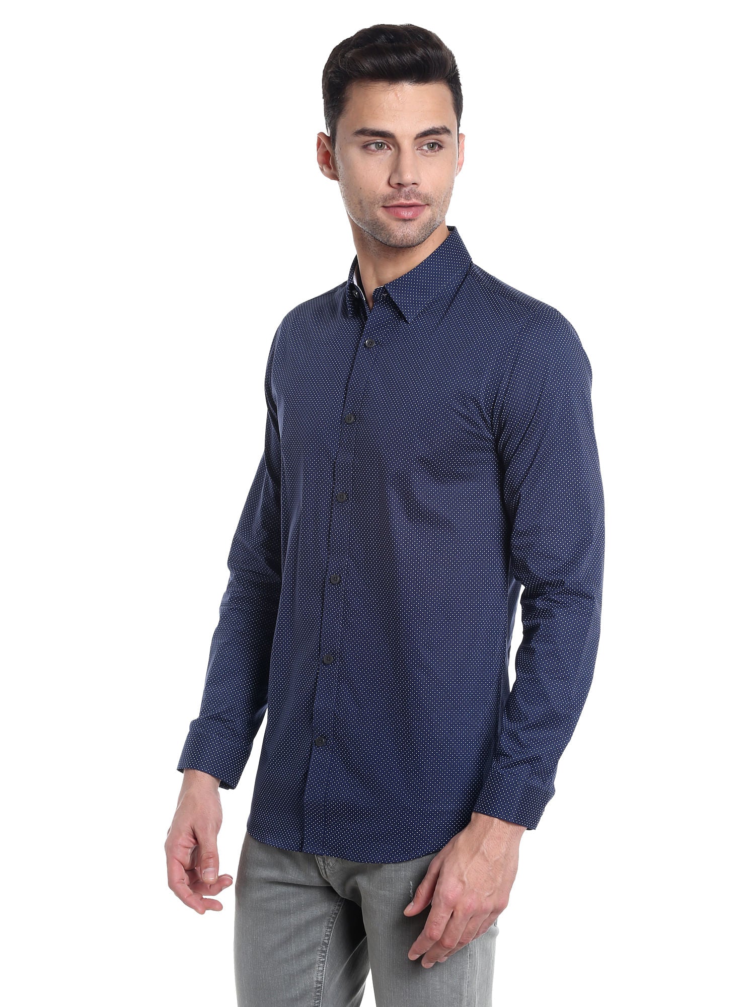 Blue Dotted Slim Fit Shirt