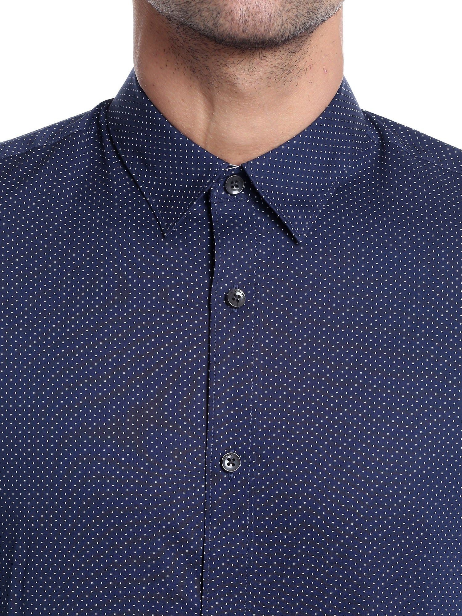 Blue Dotted Slim Fit Shirt