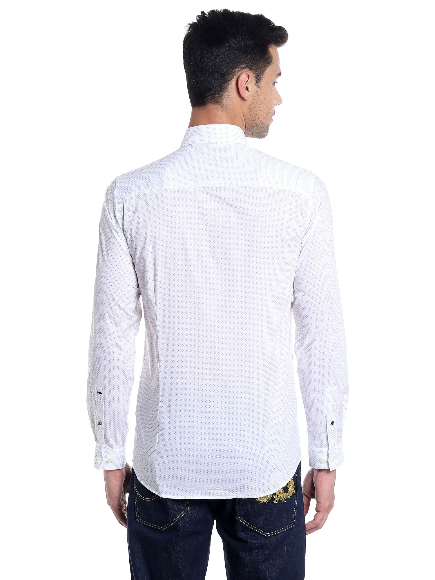 White Dotted Slim Fit Shirt