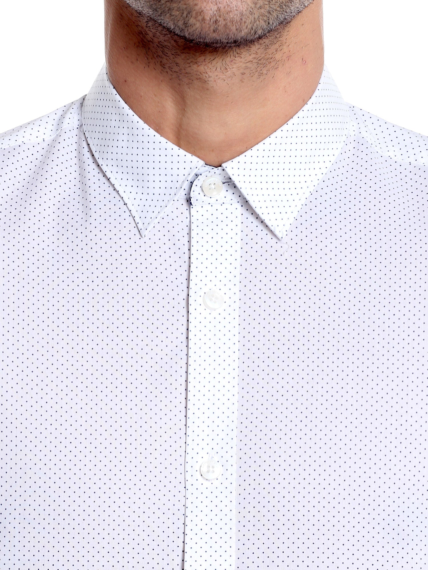 White Dotted Slim Fit Shirt