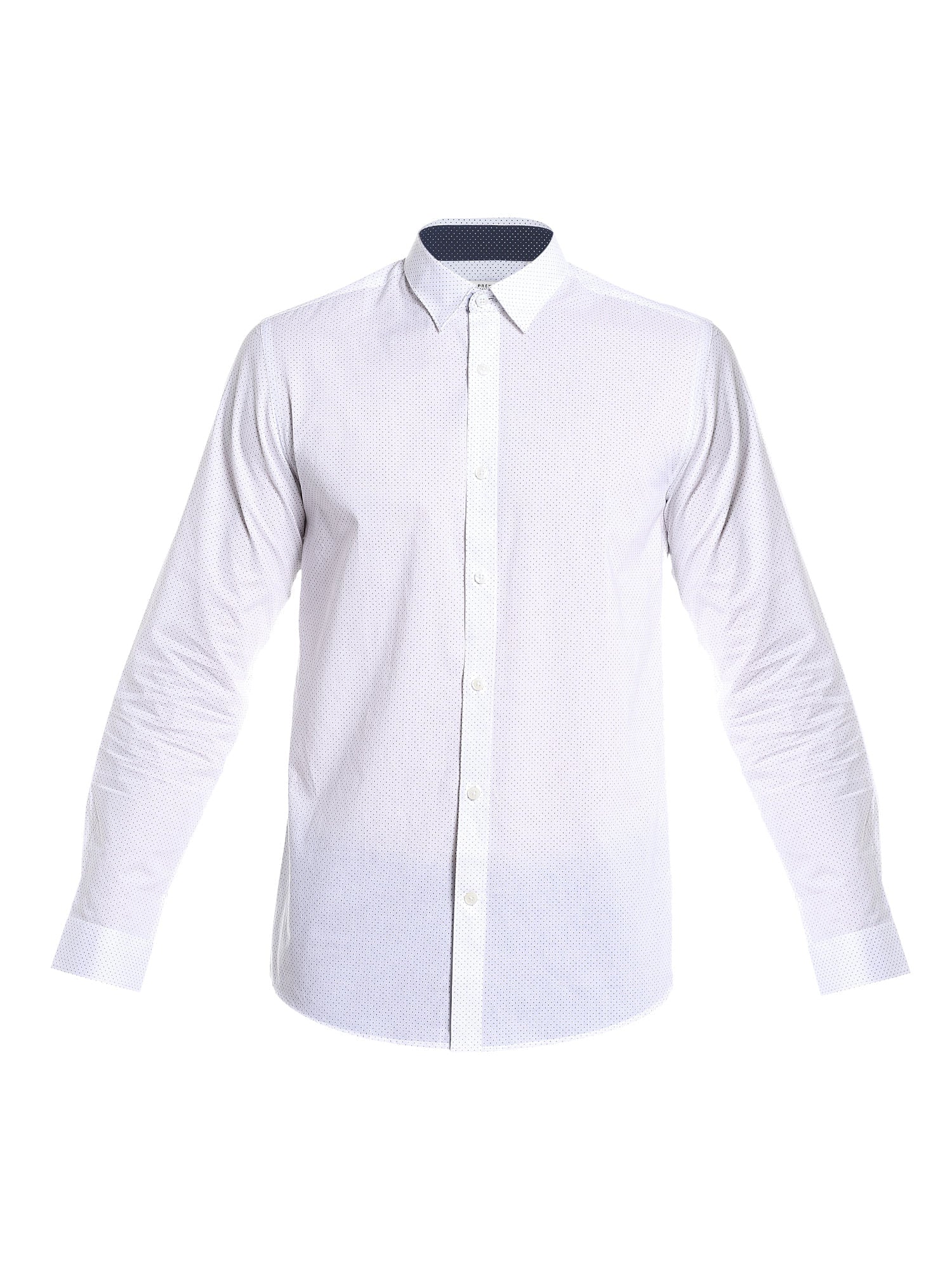 White Dotted Slim Fit Shirt