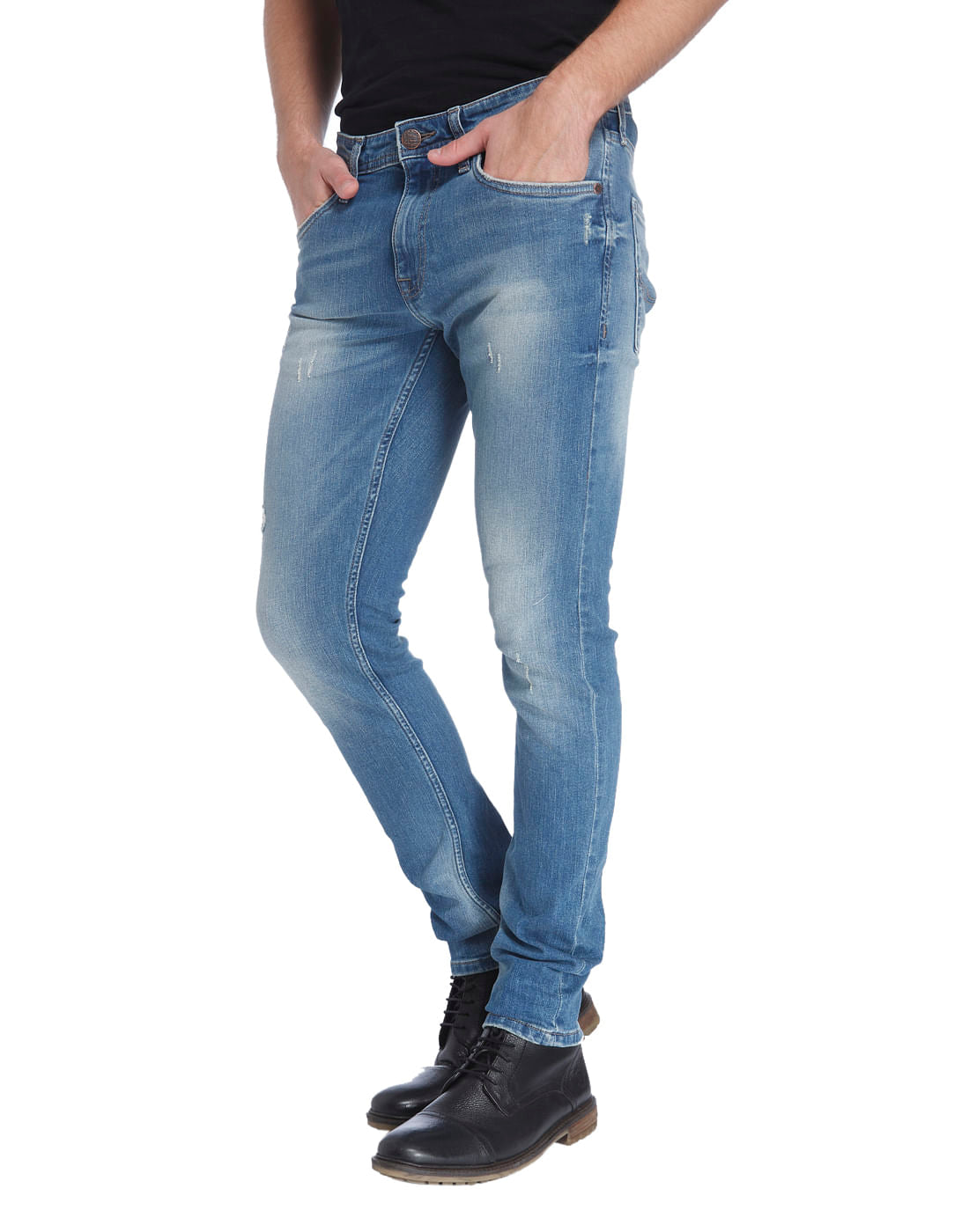 Blue Distressed Slim Jeans
