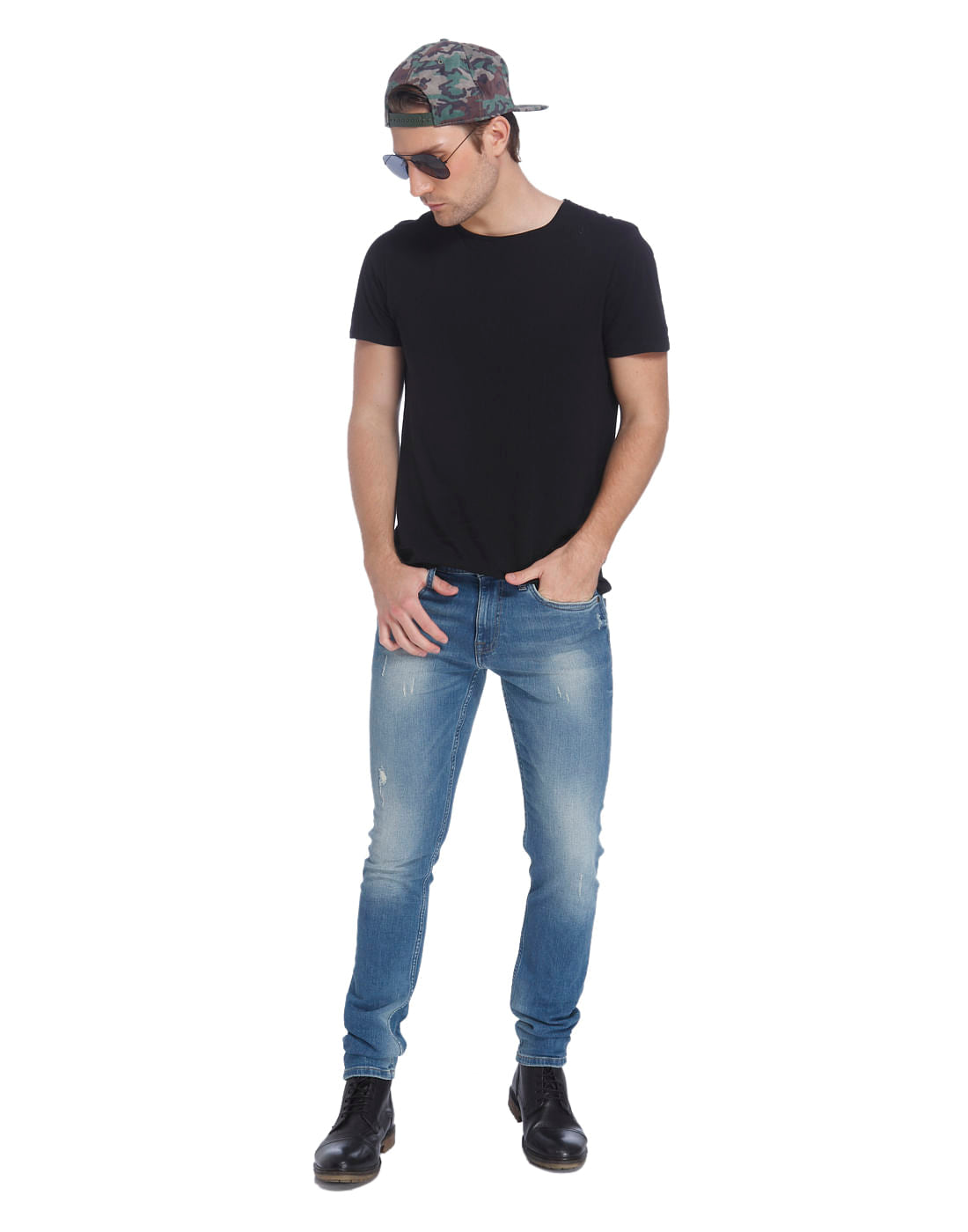 Blue Distressed Slim Jeans