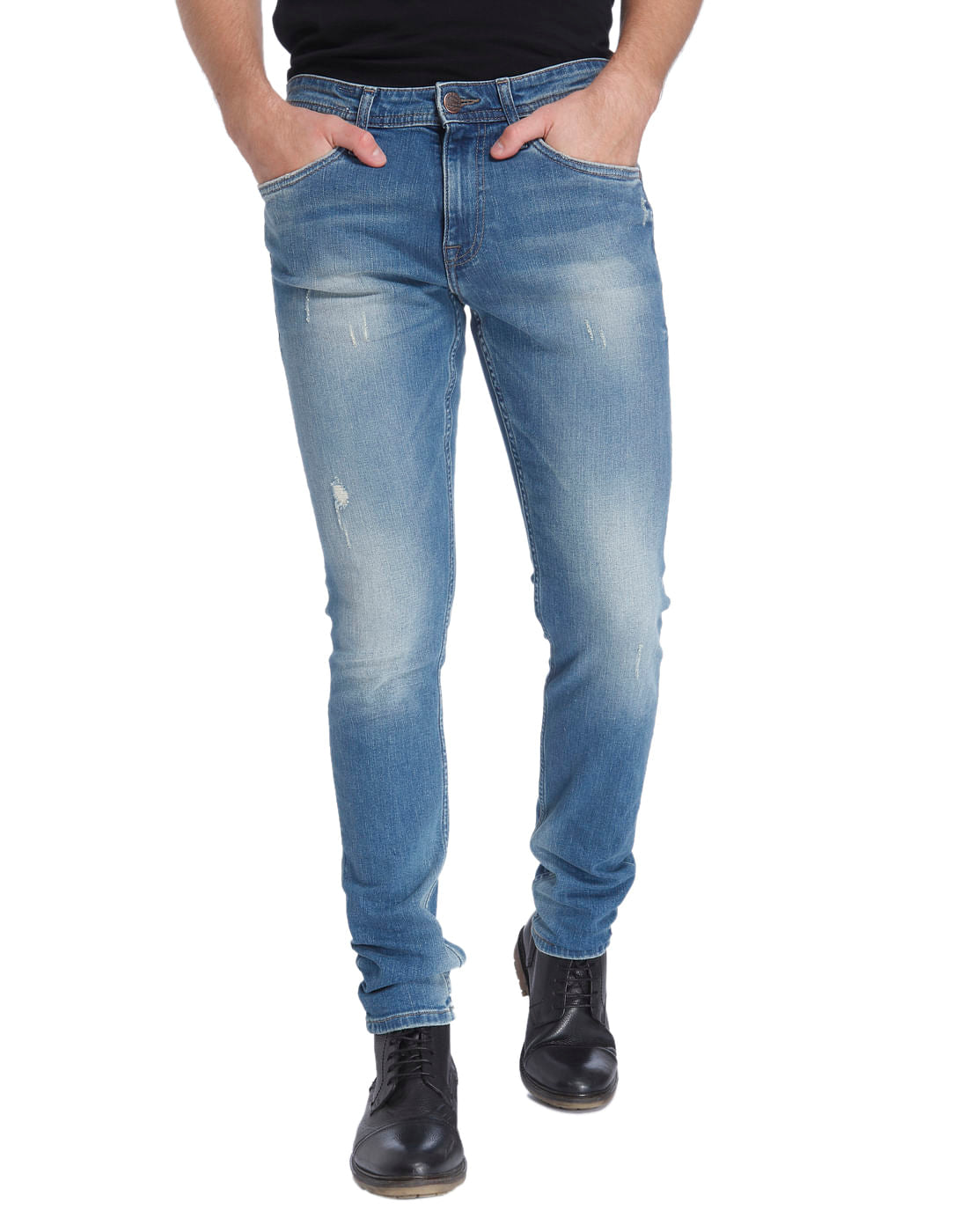 Blue Distressed Slim Jeans