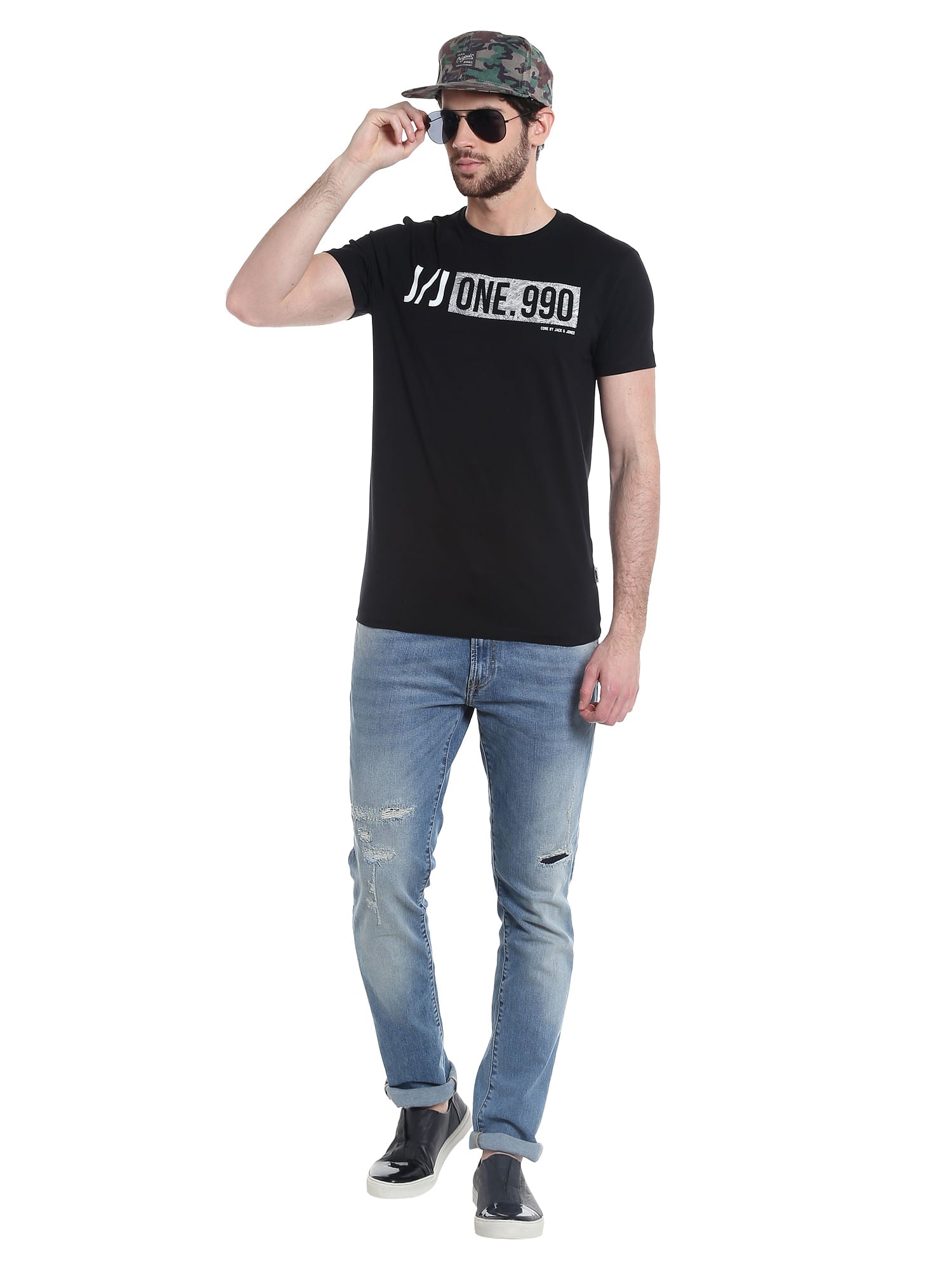Graphic Print Black Crew Neck T-Shirt