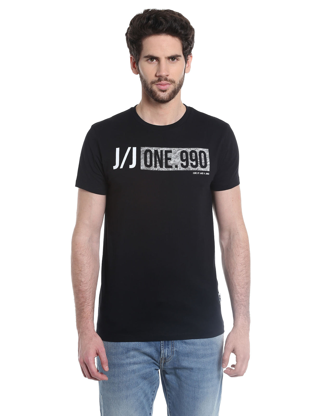 Graphic Print Black Crew Neck T-Shirt - S
