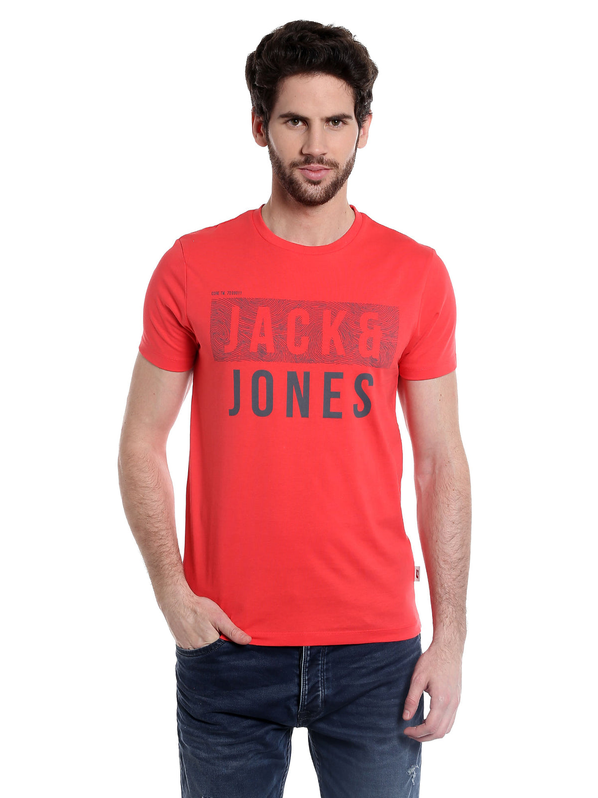 Graphic Print Orange Crew Neck T-Shirt - S