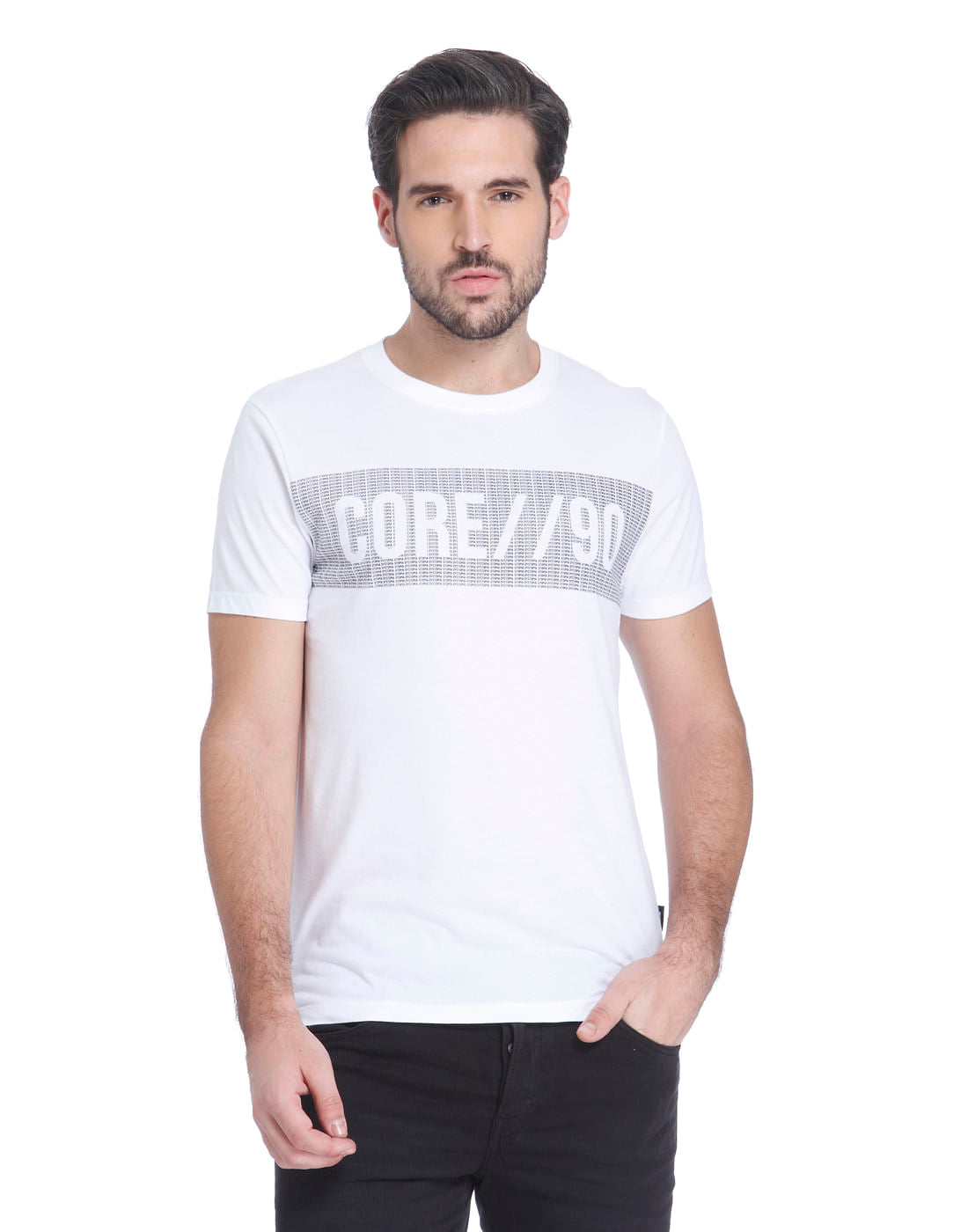 White Graphic Print Crew Neck T-Shirt - S