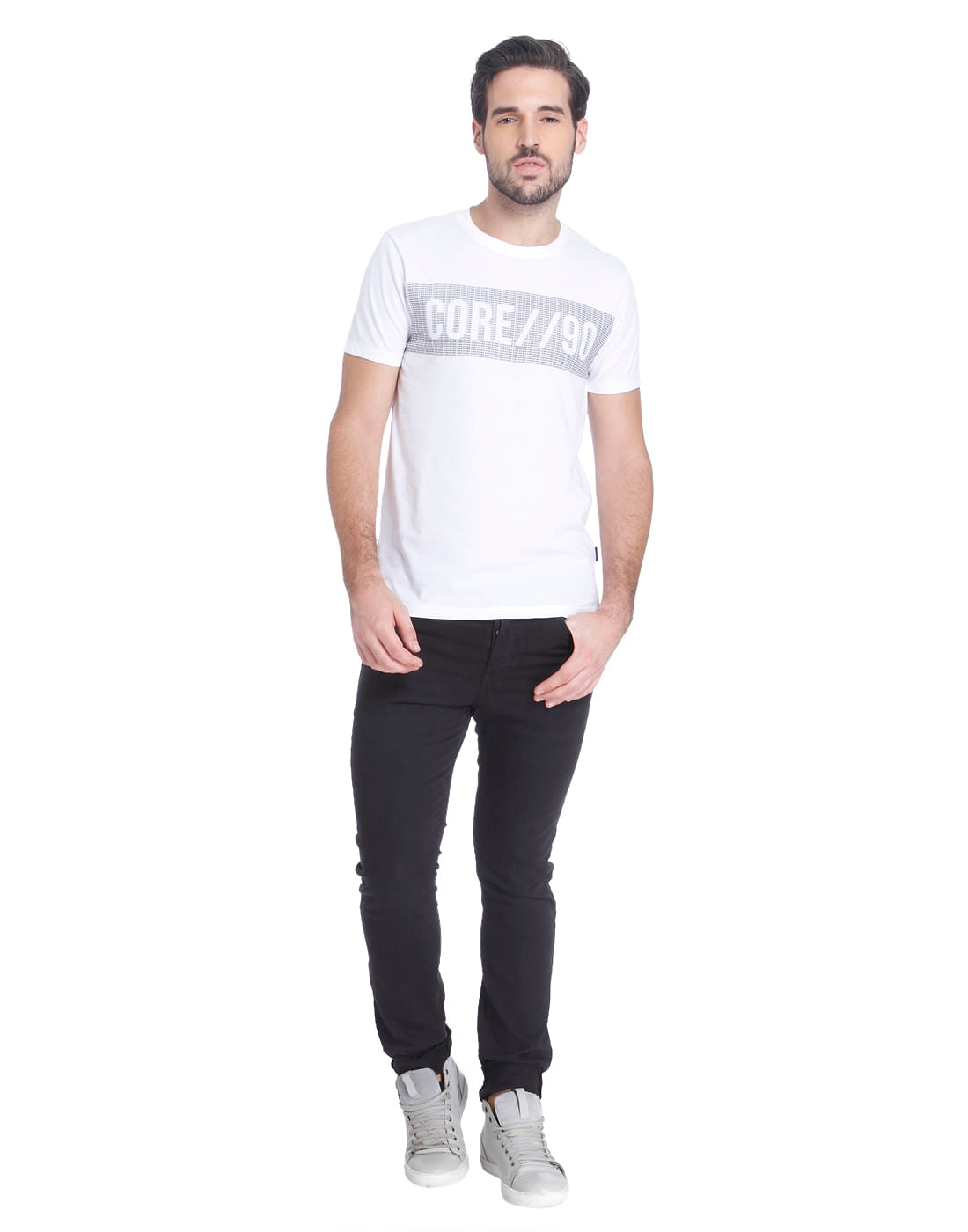 White Graphic Print Crew Neck T-Shirt