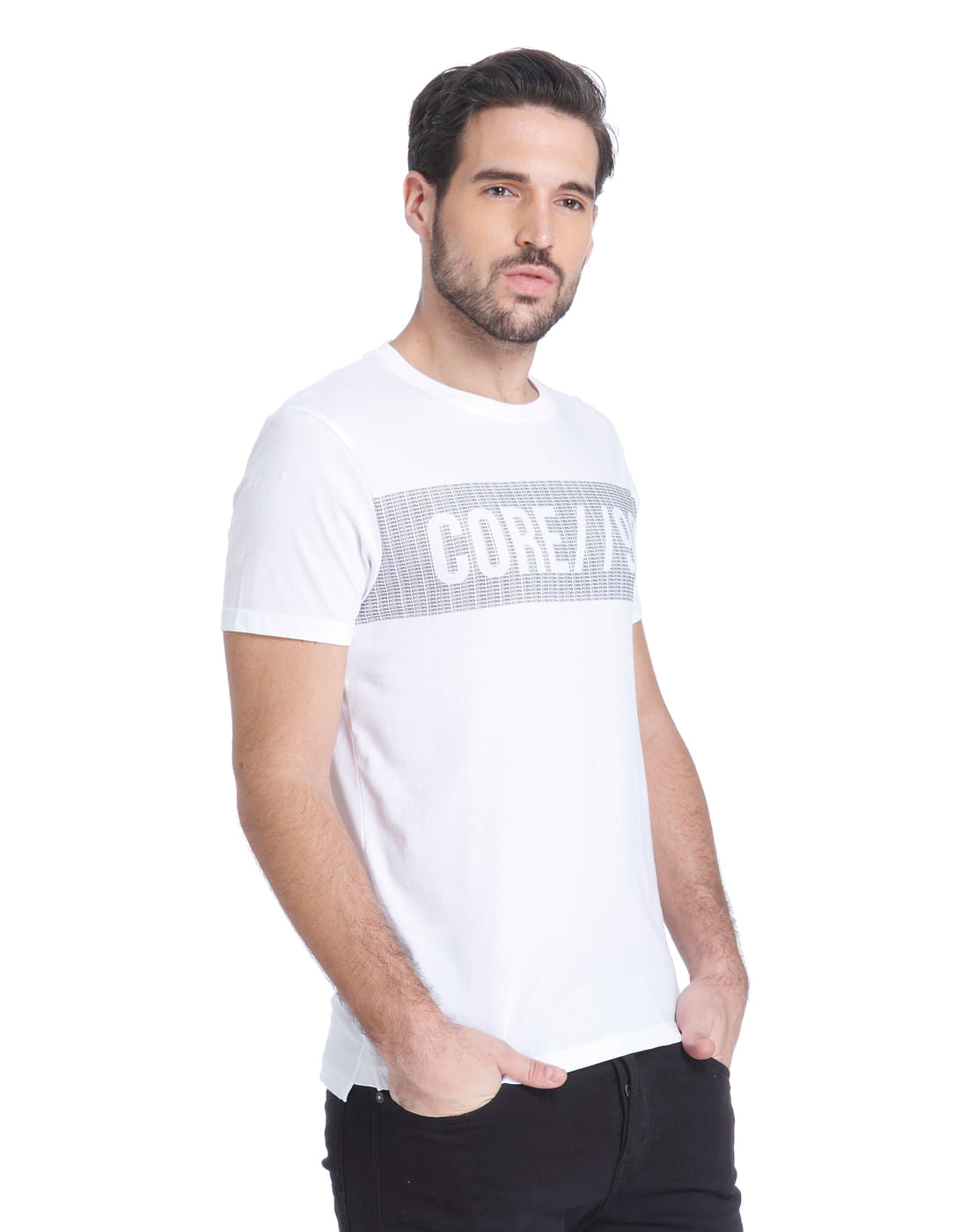White Graphic Print Crew Neck T-Shirt