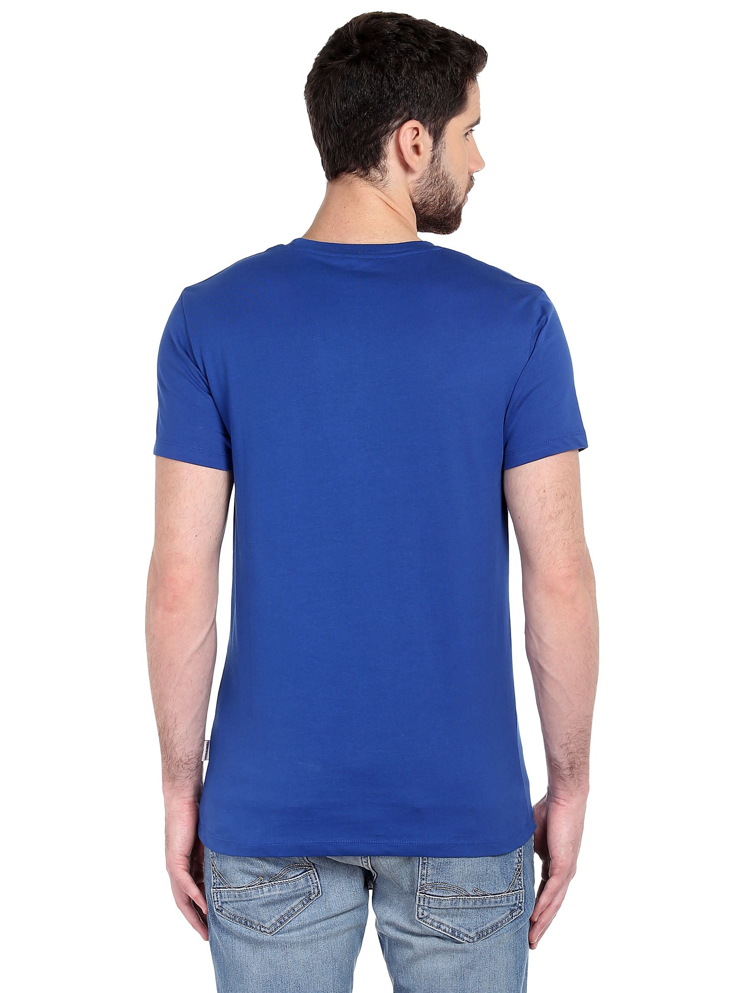Blue Graphic Print Slim Fit T-Shirt