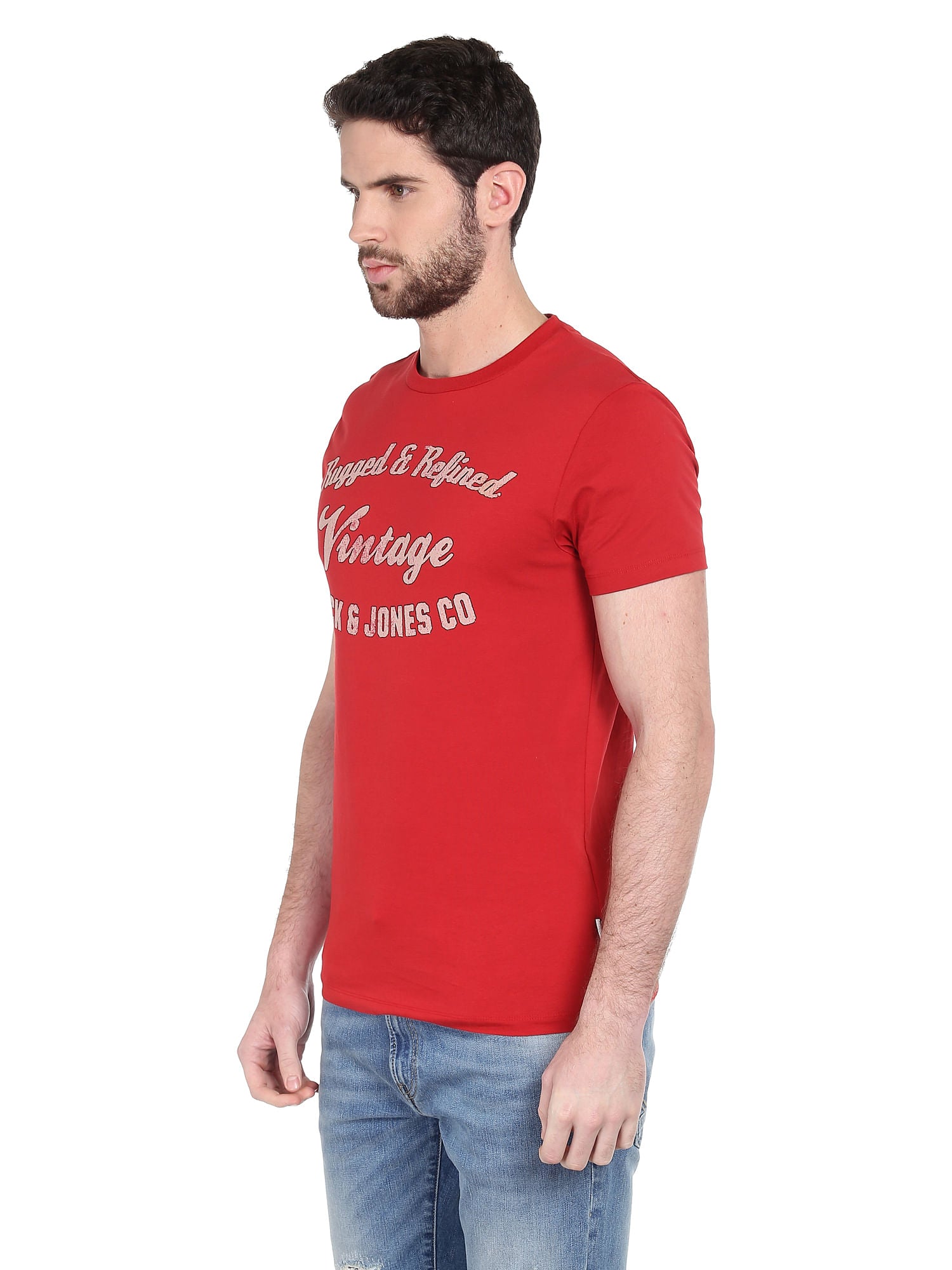 Red Graphic Print Slim Fit T-Shirt
