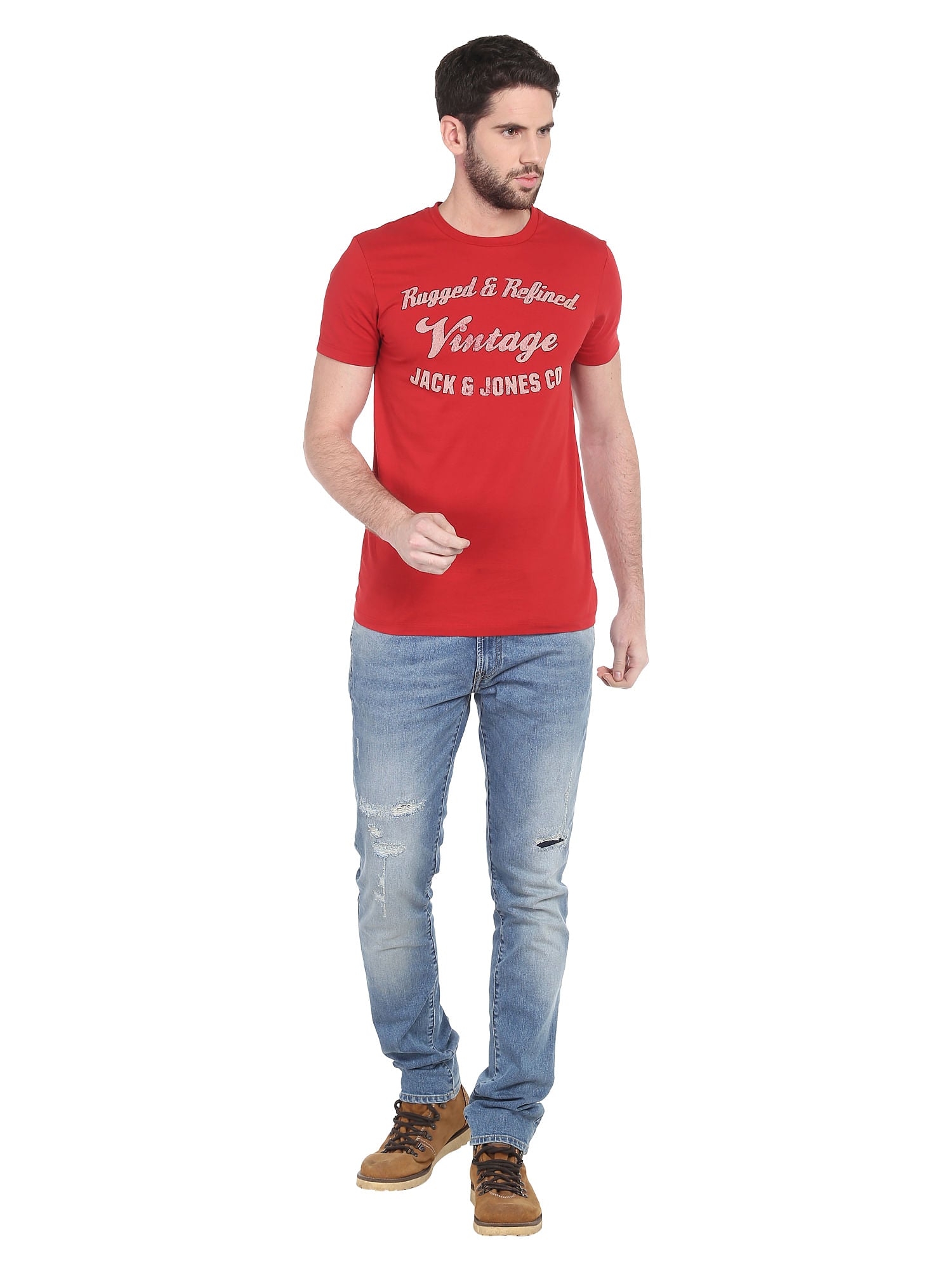 Red Graphic Print Slim Fit T-Shirt