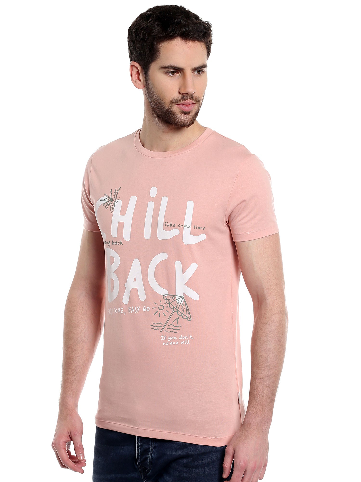 Pink Graphic Print Slim Fit T-Shirt