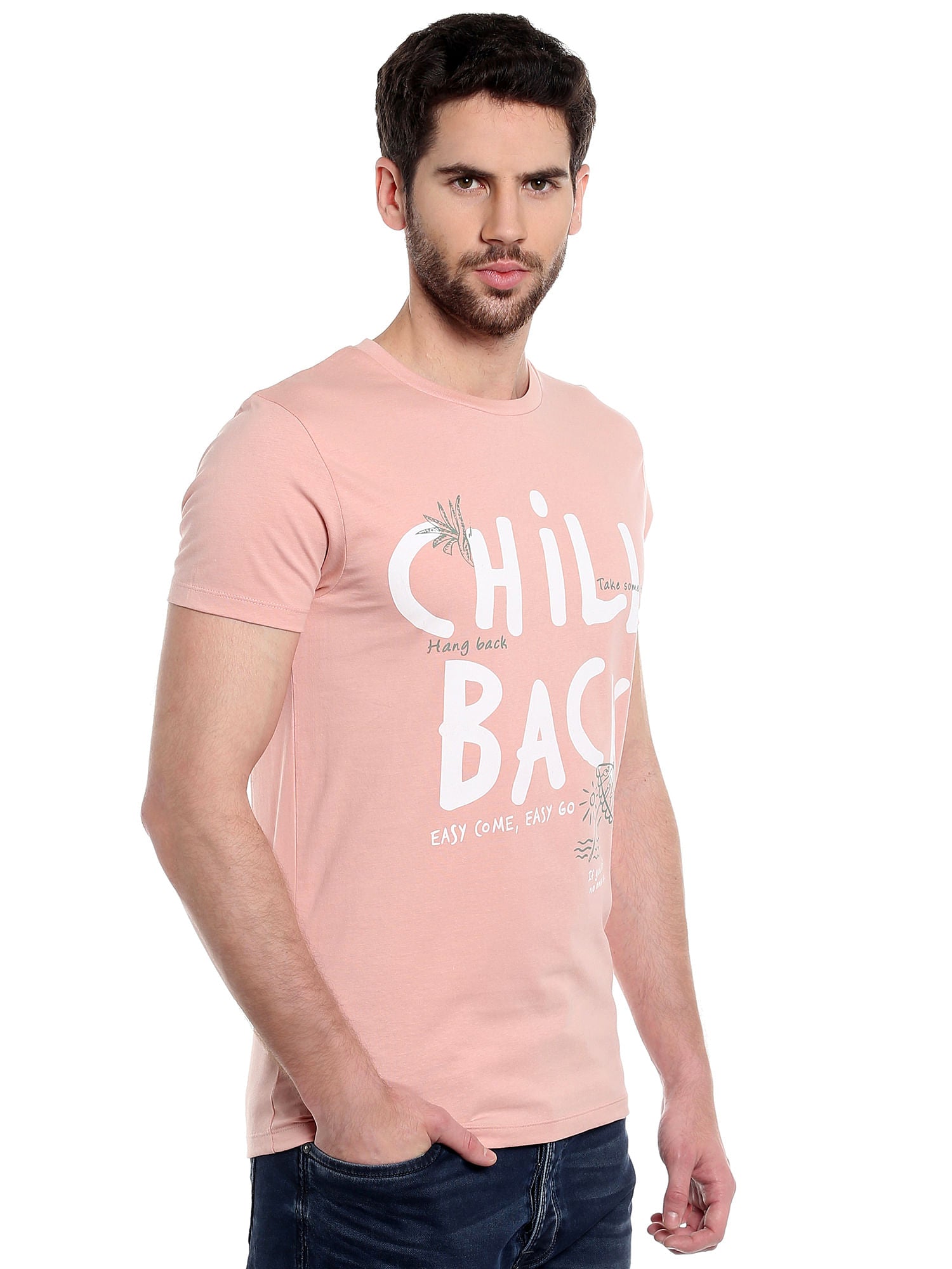 Pink Graphic Print Slim Fit T-Shirt