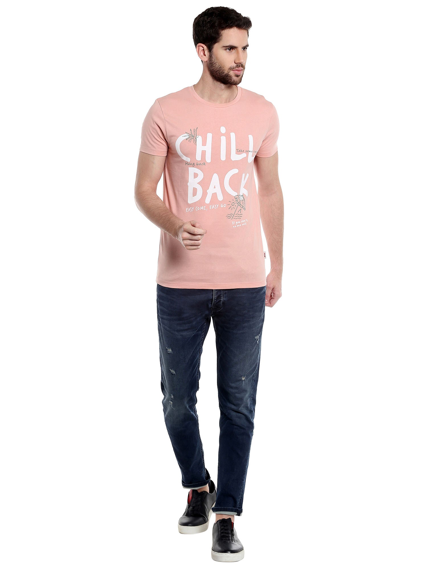 Pink Graphic Print Slim Fit T-Shirt