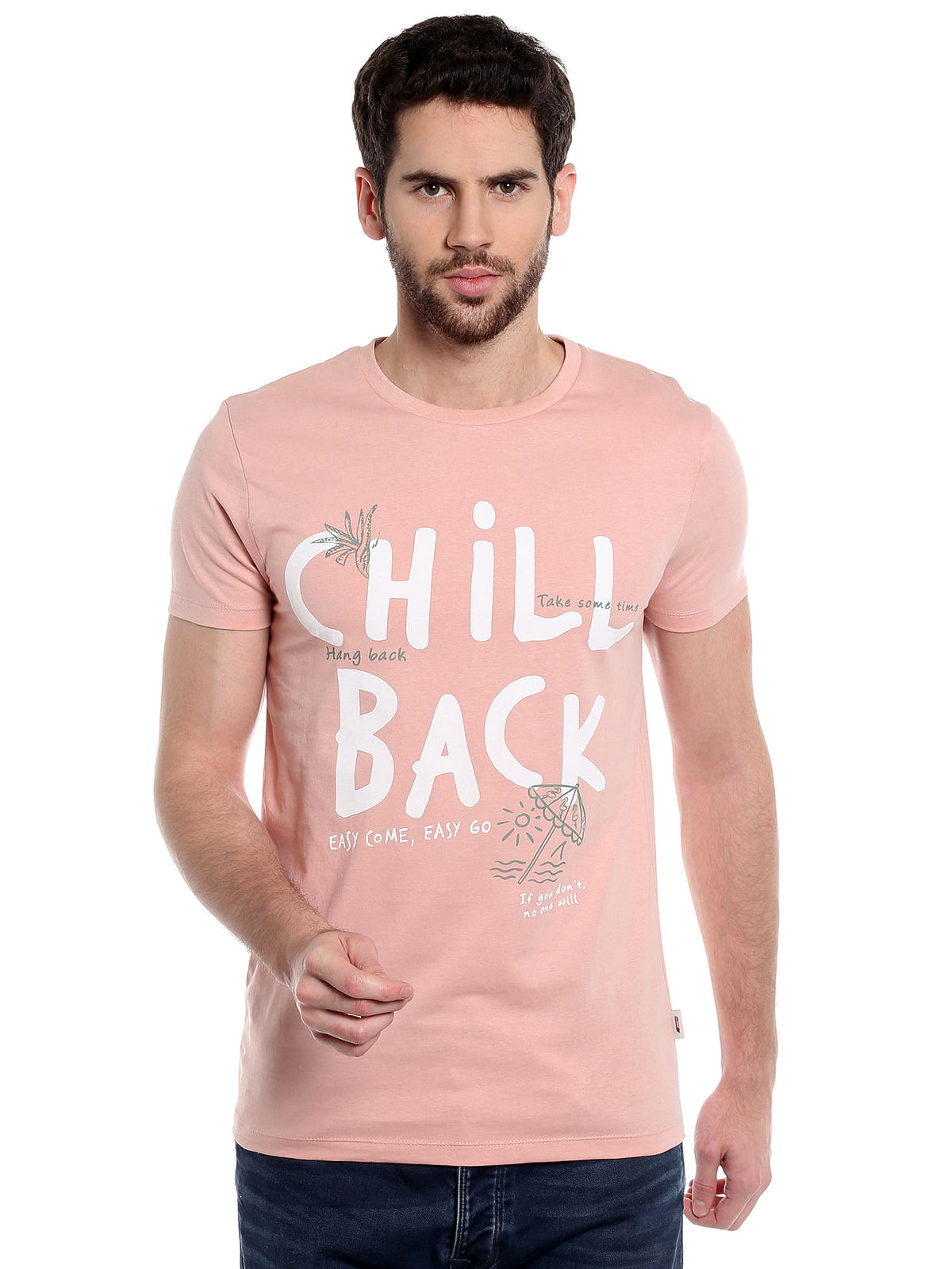 Pink Graphic Print Slim Fit T-Shirt - S