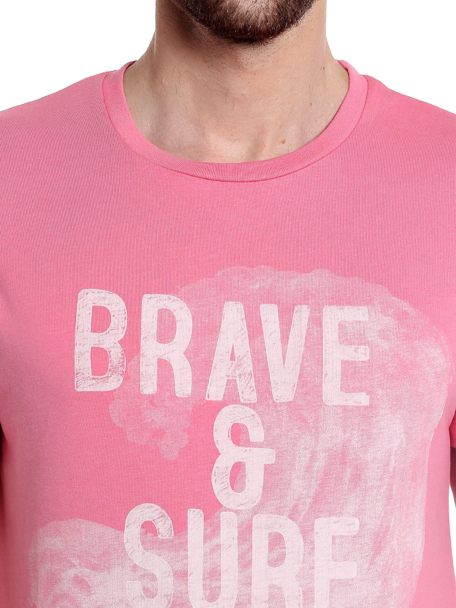 Slogan Print Pink Crew Knit T-Shirt