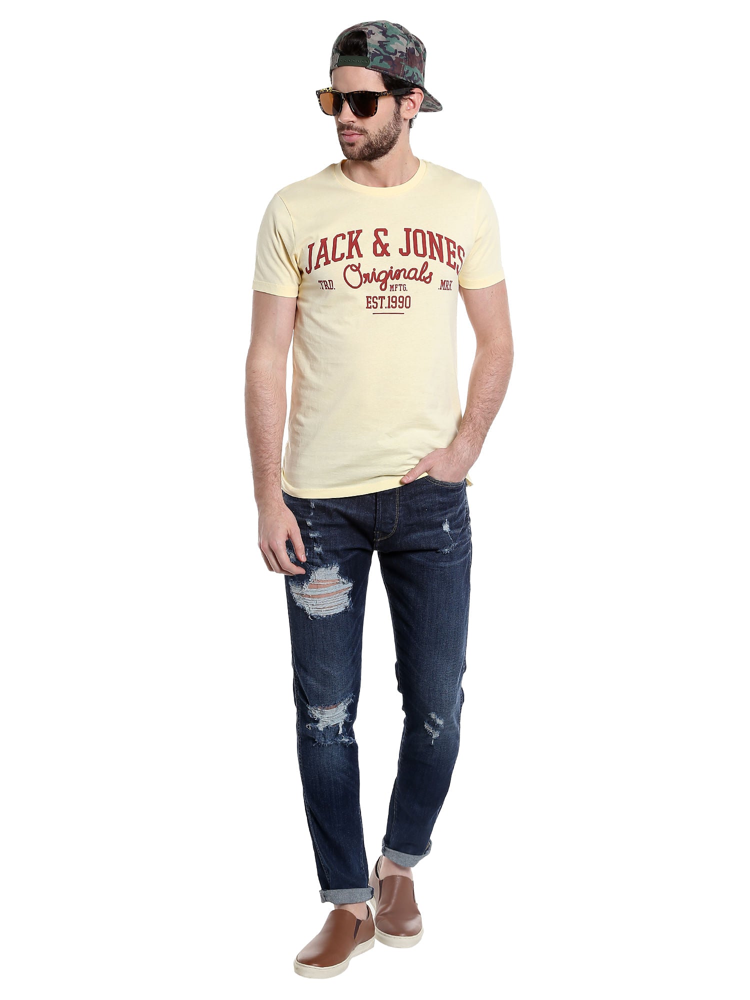 Graphic Print Yellow Crew Neck T-Shirt