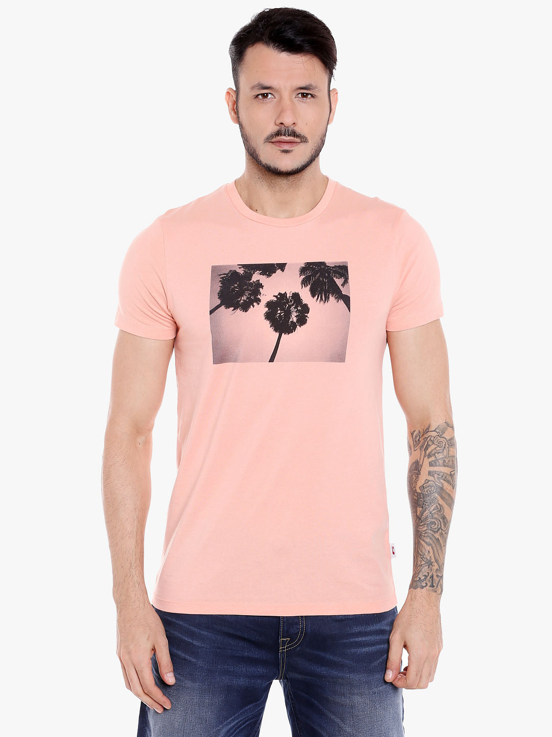 Pink Graphic Print Crew Neck T-Shirt - S