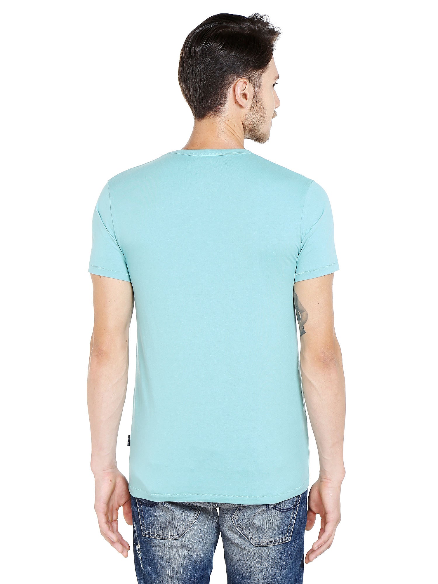 Blue Palm Print T-Shirt
