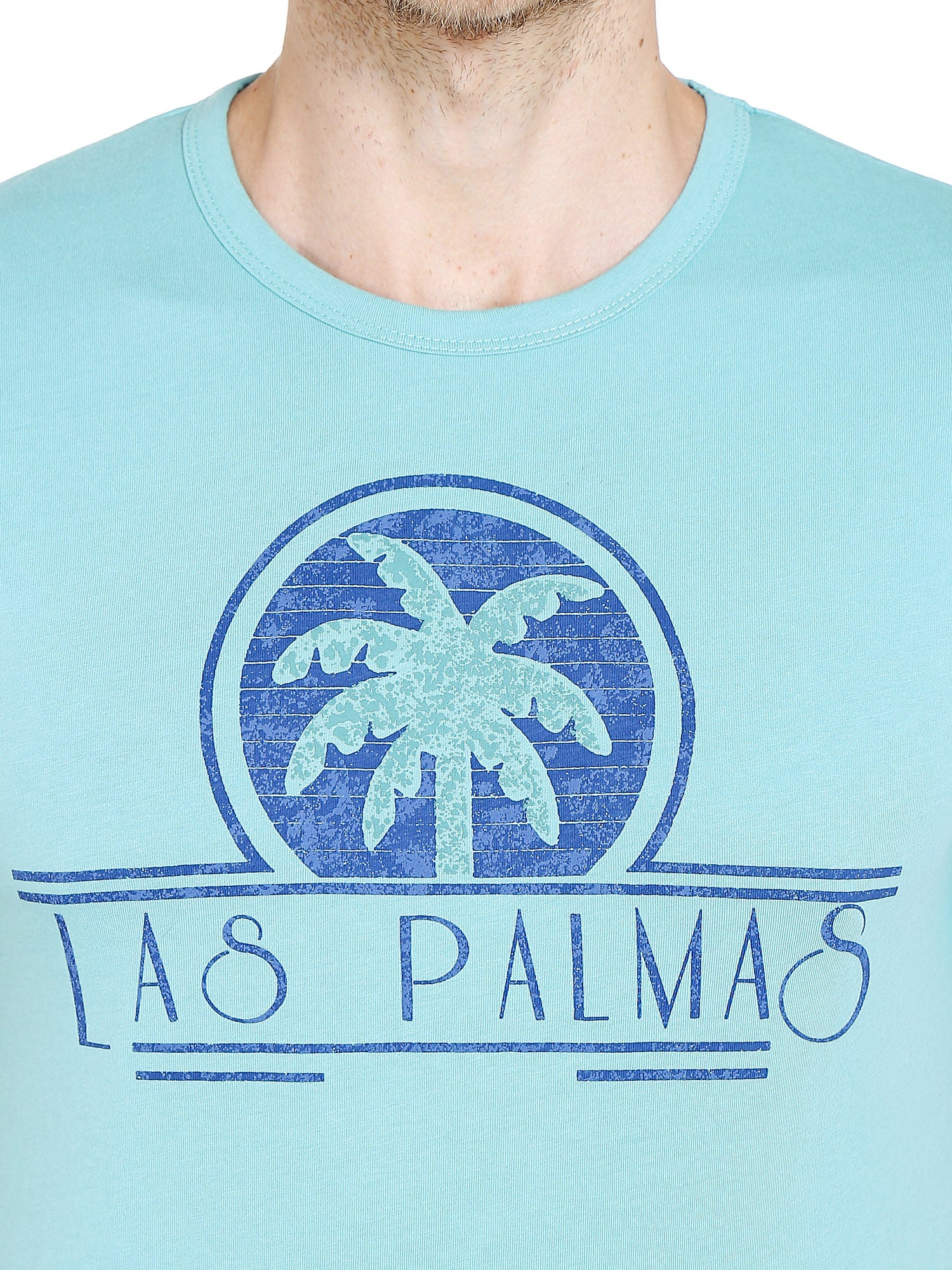 Blue Palm Print T-Shirt