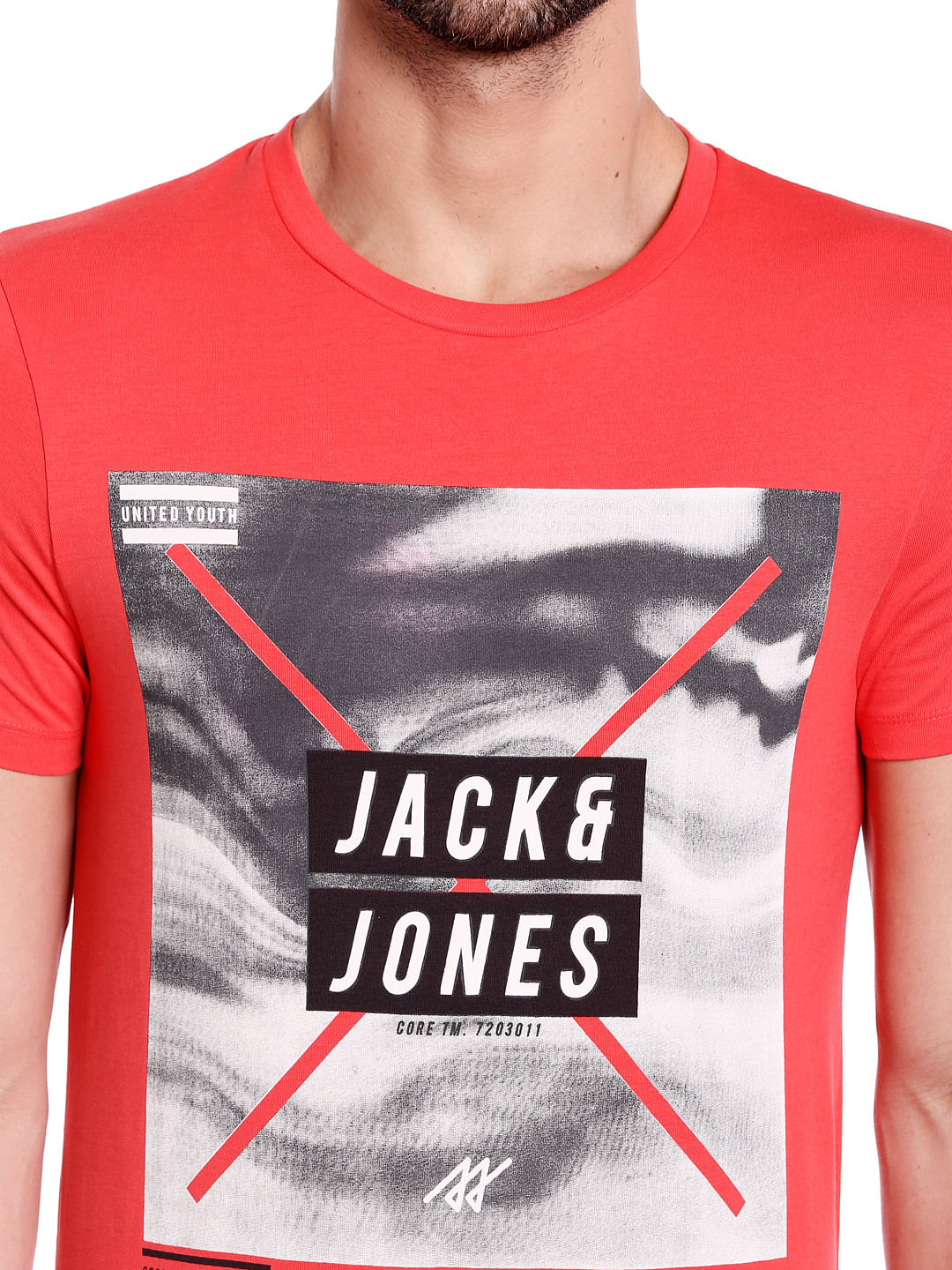 Bright Red Graphic Print Crew Neck T-Shirt