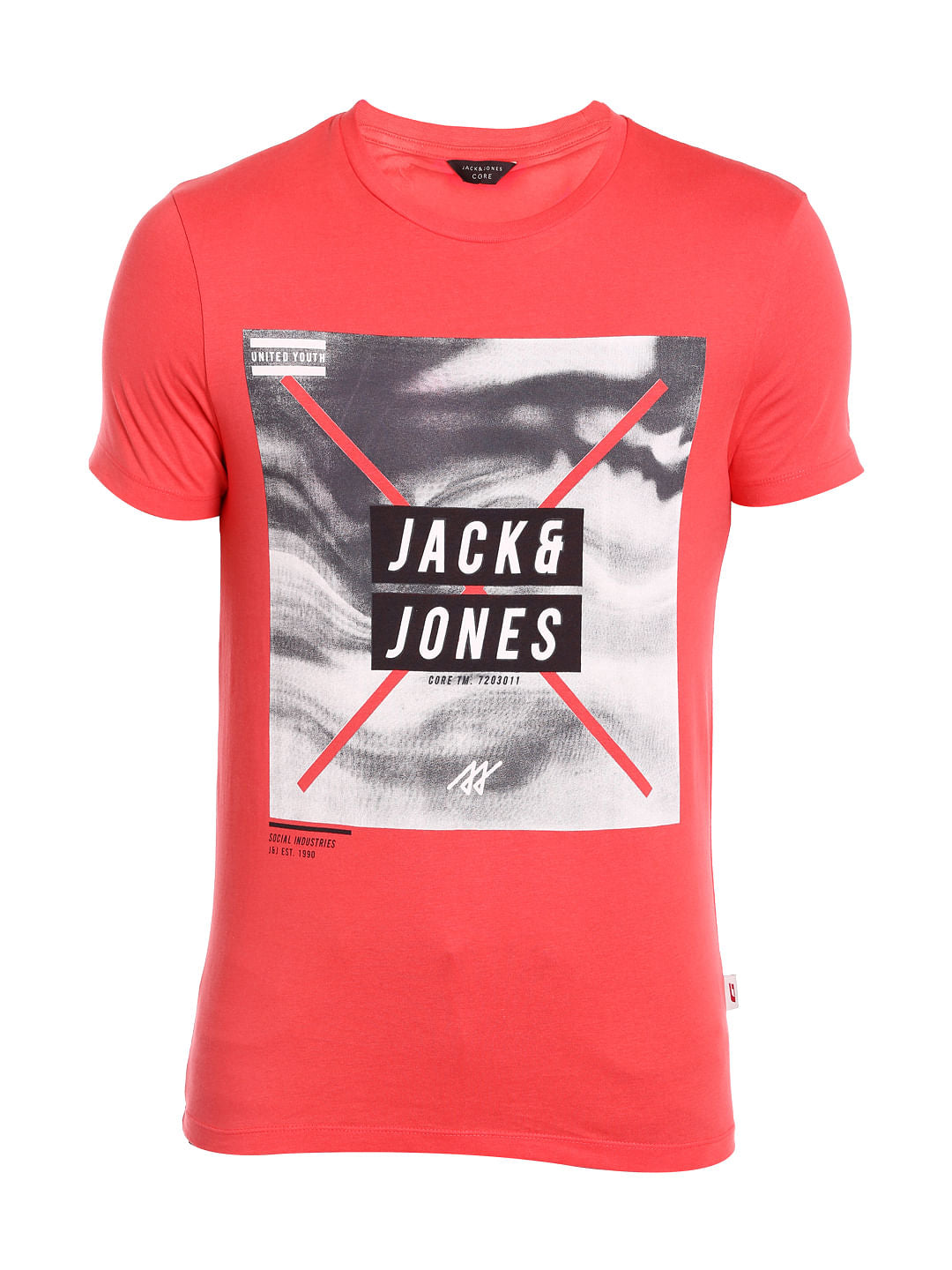 Bright Red Graphic Print Crew Neck T-Shirt