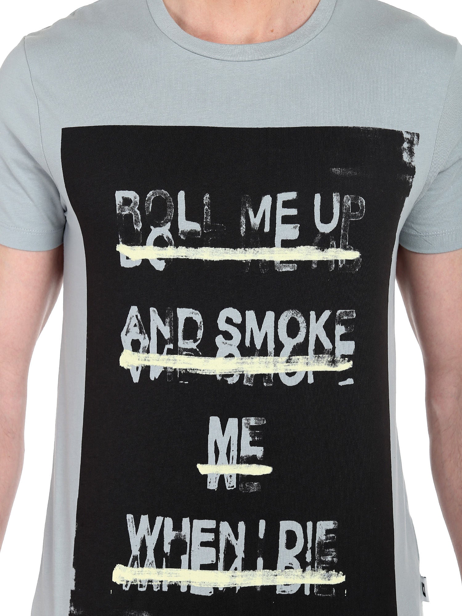 Grey Slogan Print Crew Neck T-Shirt