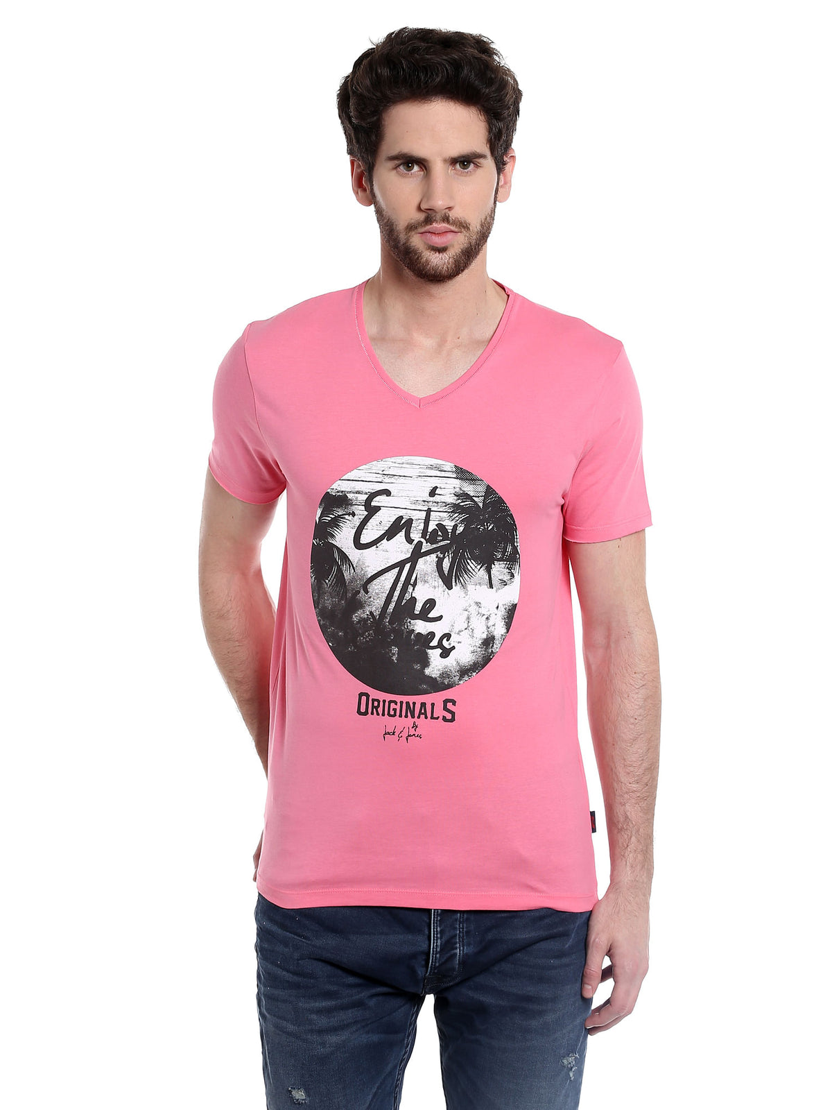 Palm Print Pink T-Shirt - S