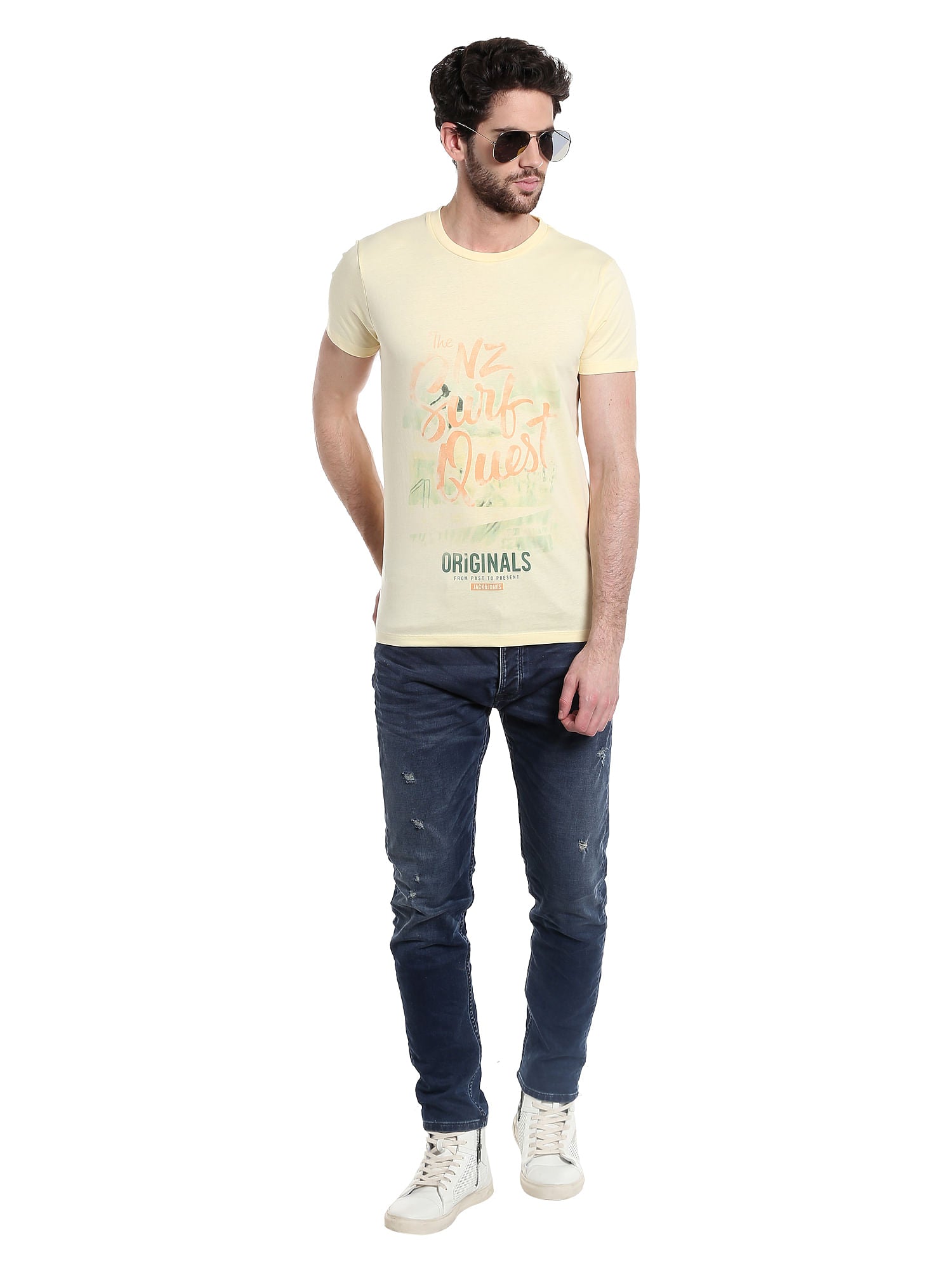 Yellow Graphic Print Crew Neck T-Shirt