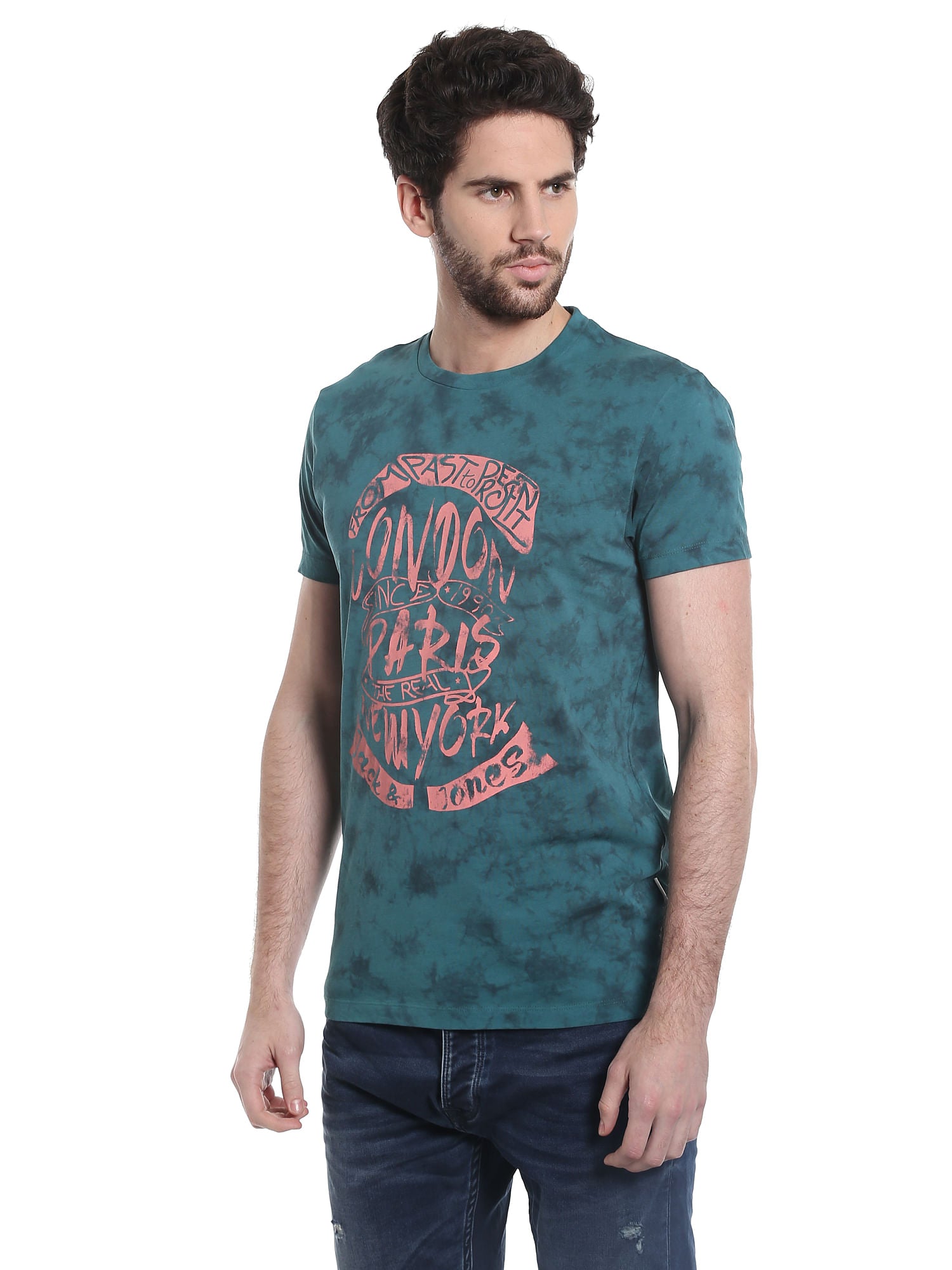 Green Graphic Print Crew Neck T-Shirt