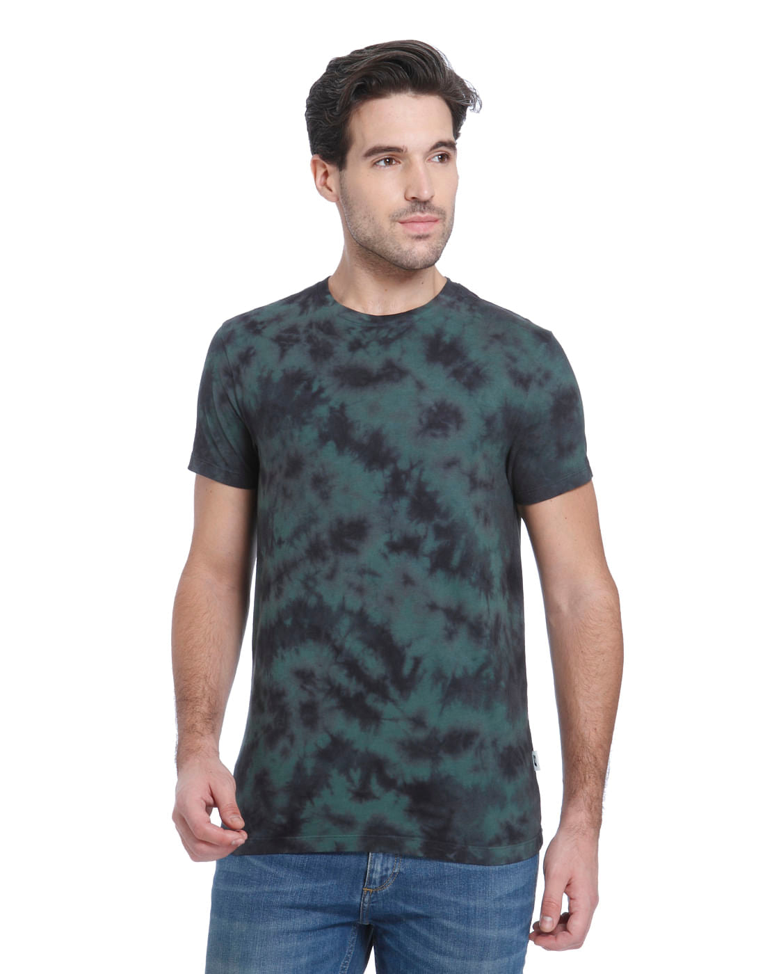 Green Camo Print Crew Neck T-Shirt - S