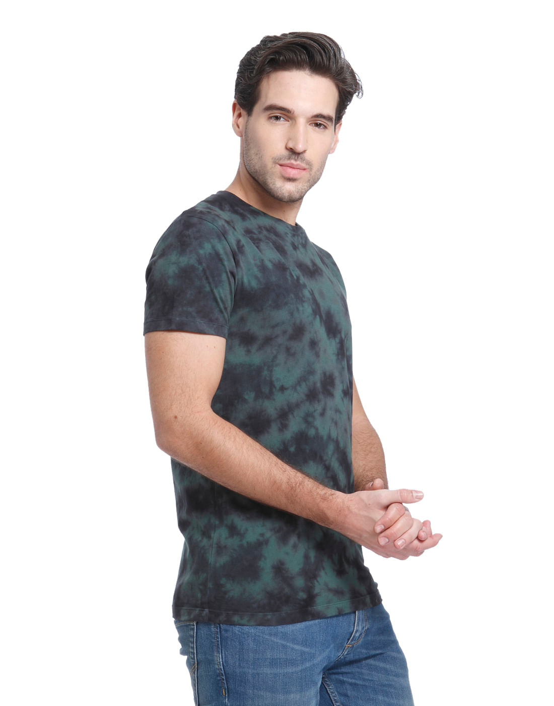 Green Camo Print Crew Neck T-Shirt