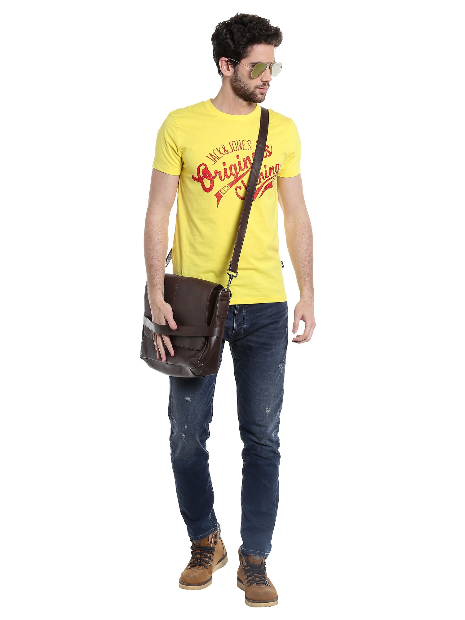 Yellow Graphic Print Slim Fit T-Shirt