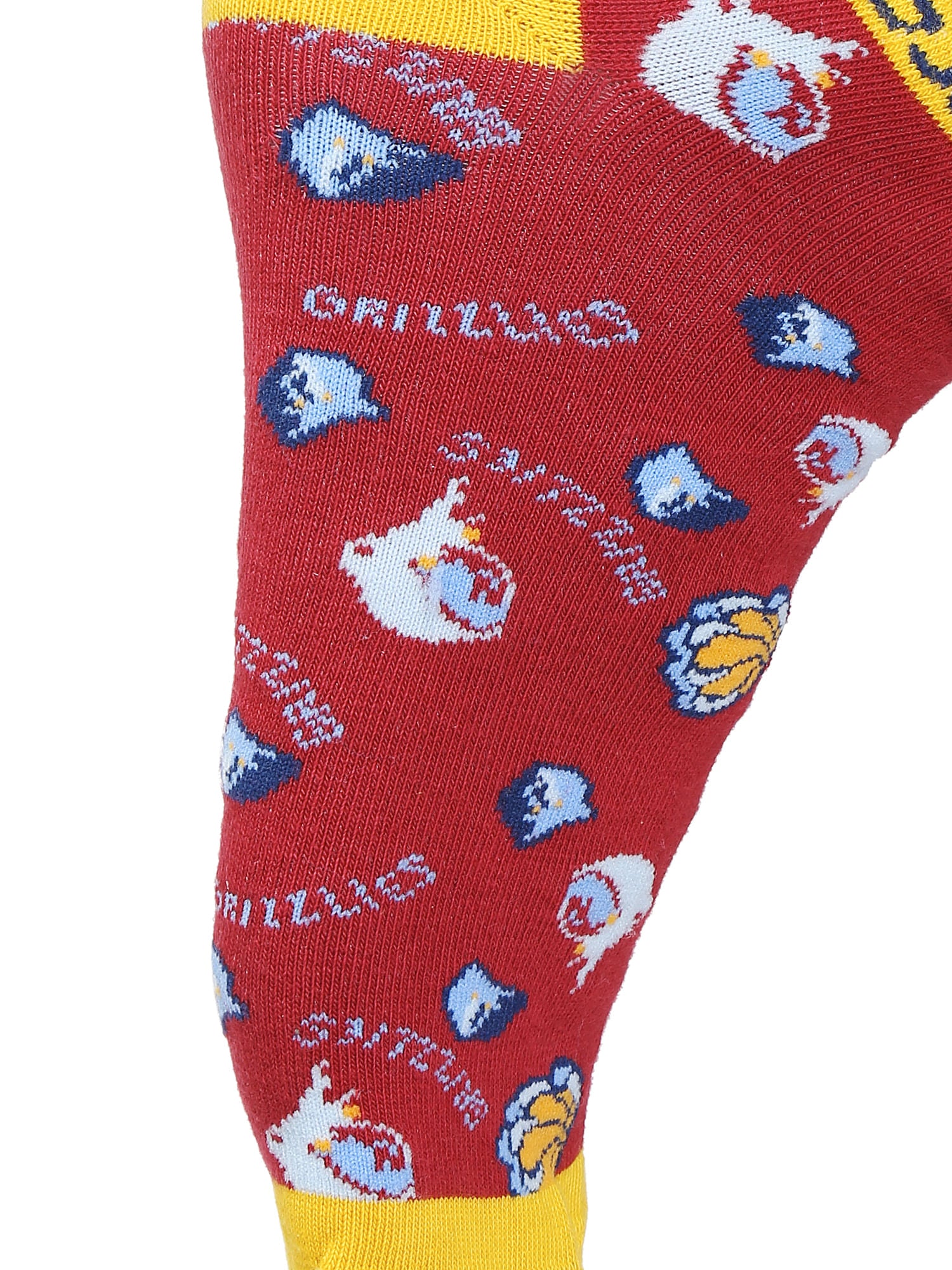 Memphis Grizzlies Burgundy And Yellow Printed Socks Nba