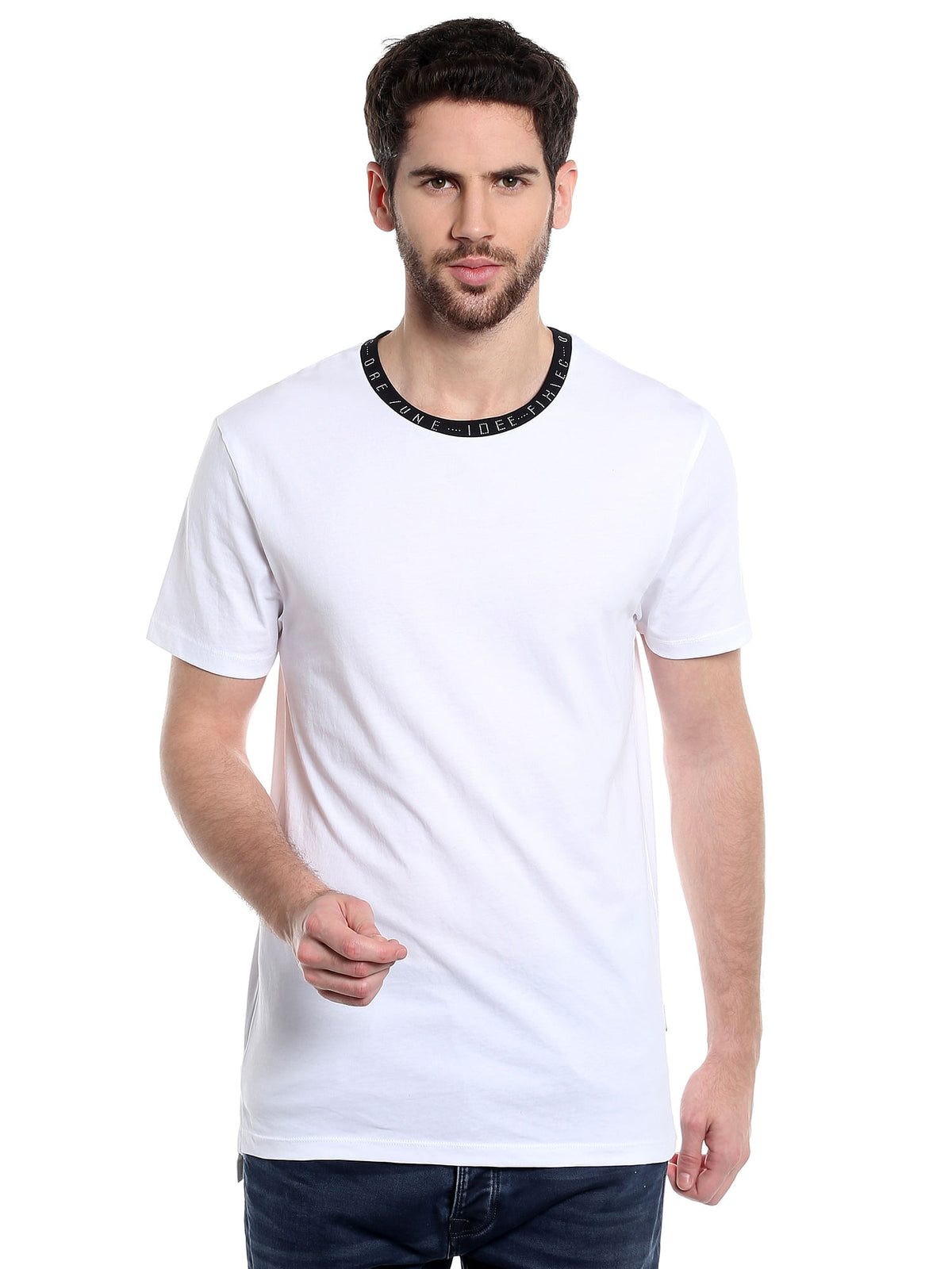 White Crew Neck T-Shirt - S