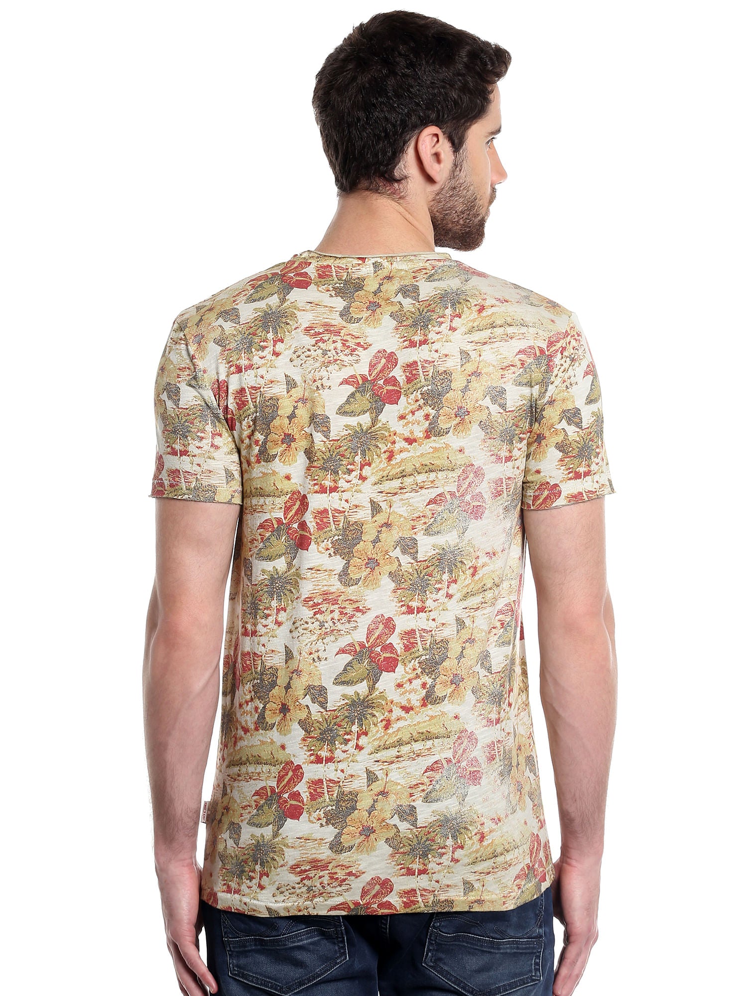 Flora & Fauna Print Grey Crew Neck T-Shirt