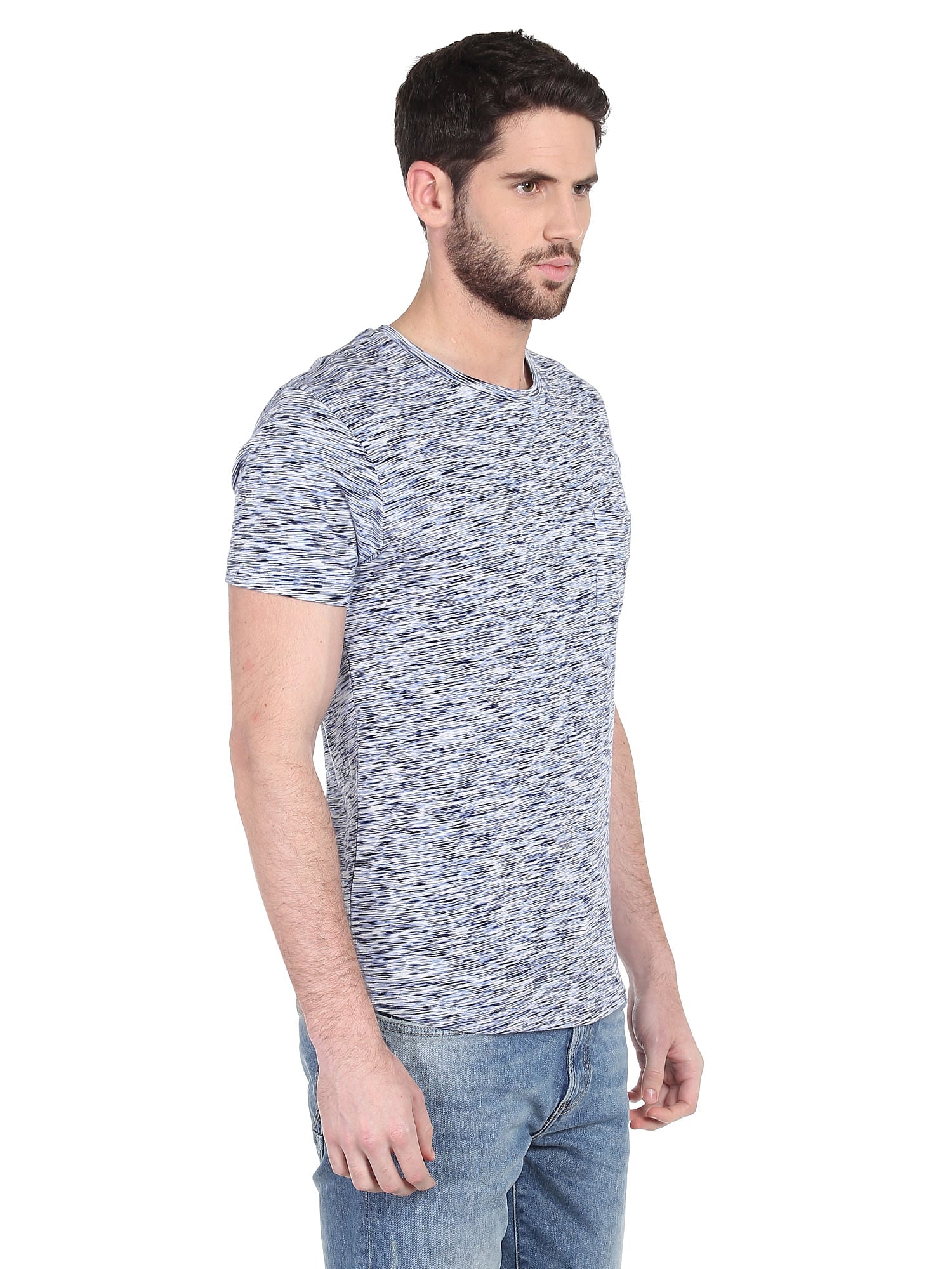 Blue Printed Slim T-Shirt