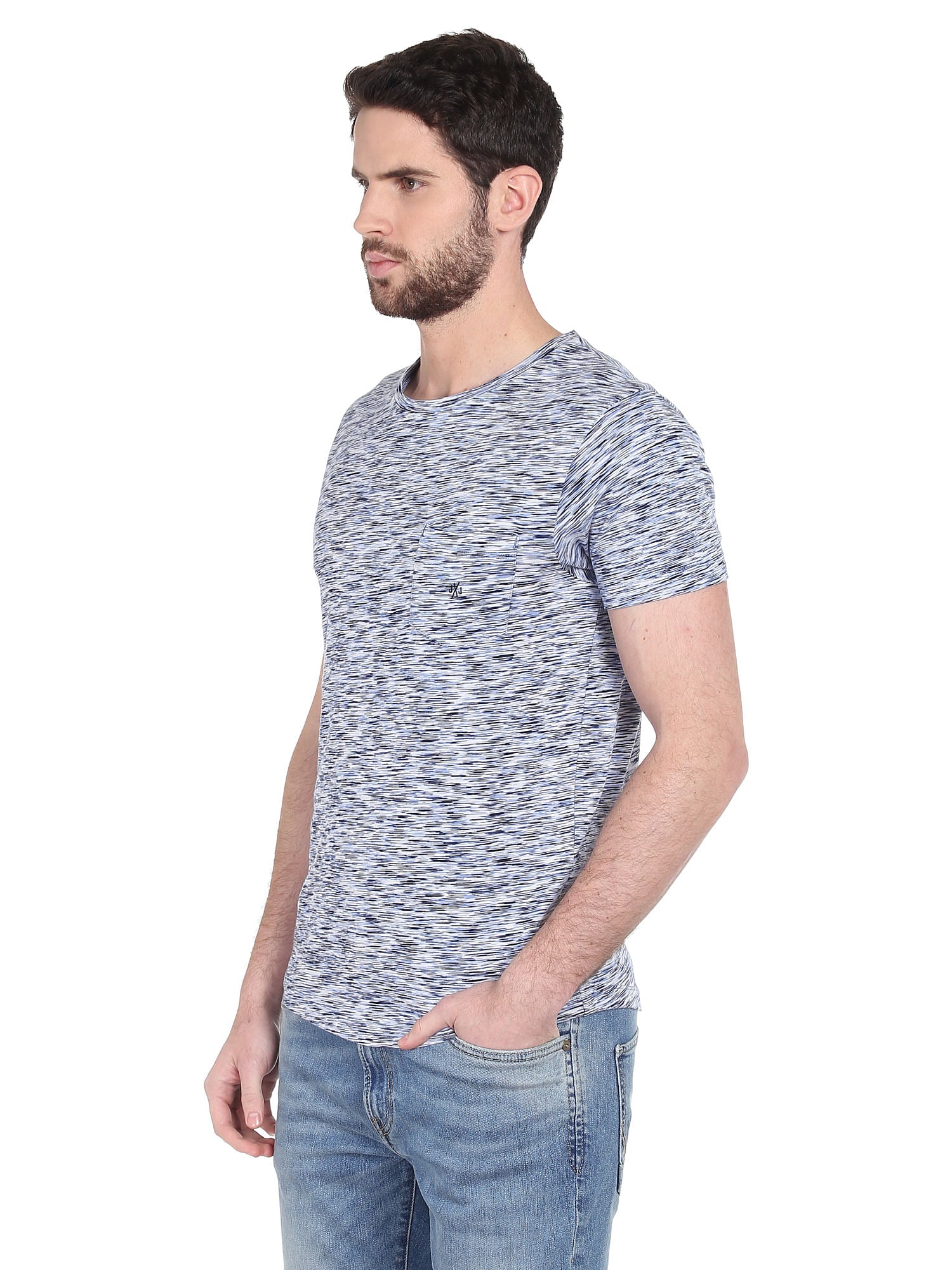 Blue Printed Slim T-Shirt
