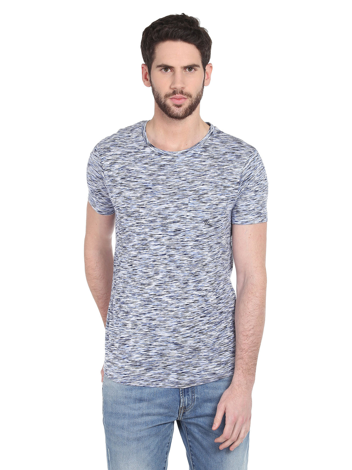 Blue Printed Slim T-Shirt - S