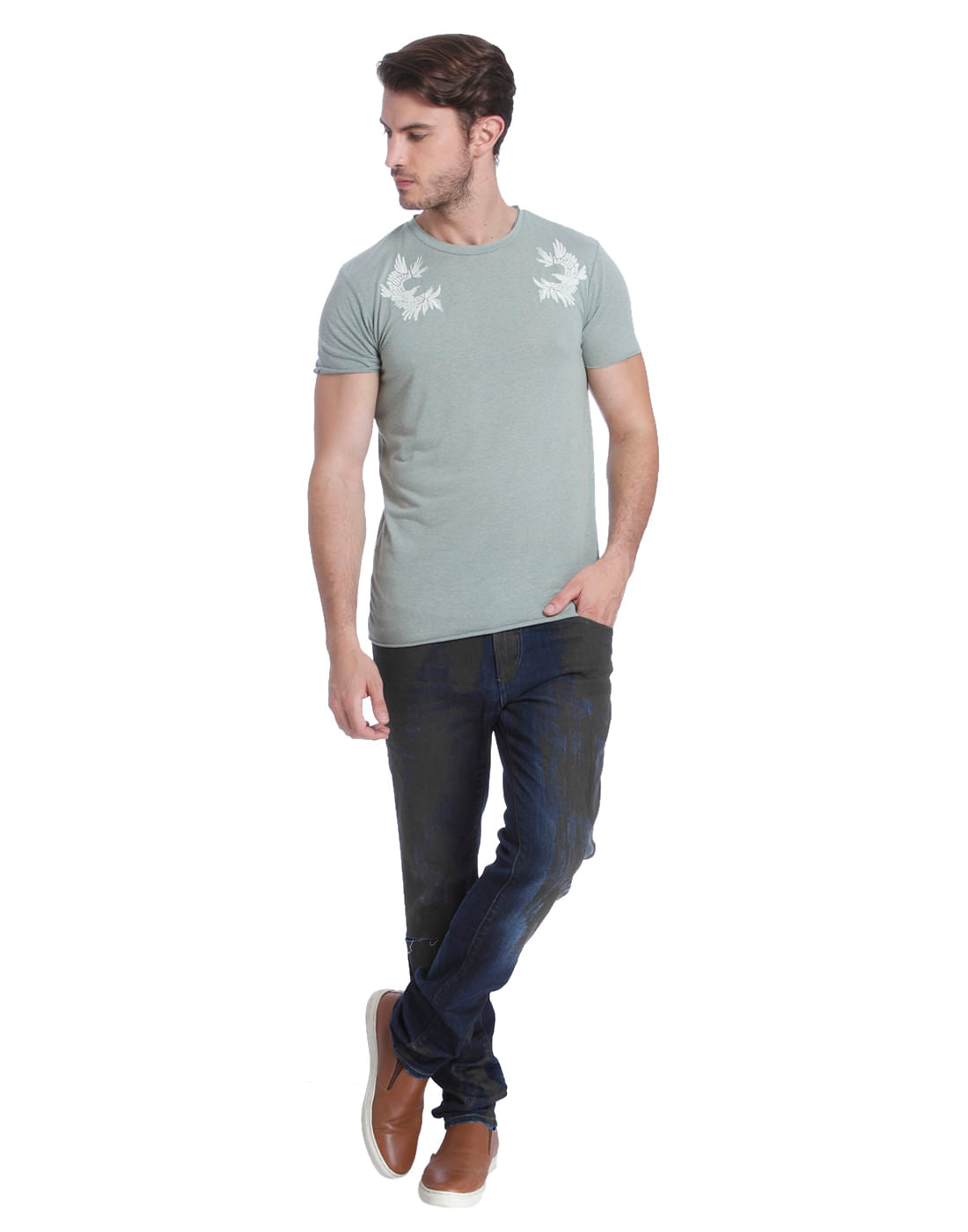 Green Graphic Print Crew Neck T-Shirt